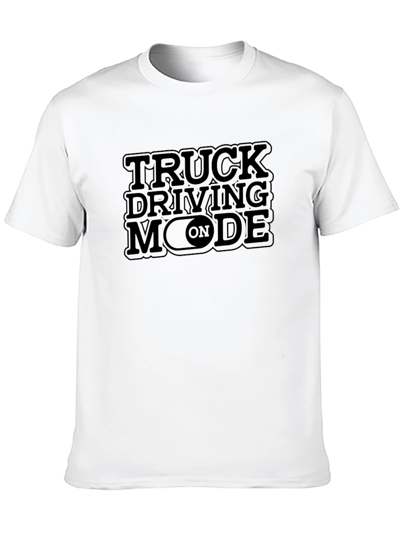 Truck Driving Mode On Black T-Shirt