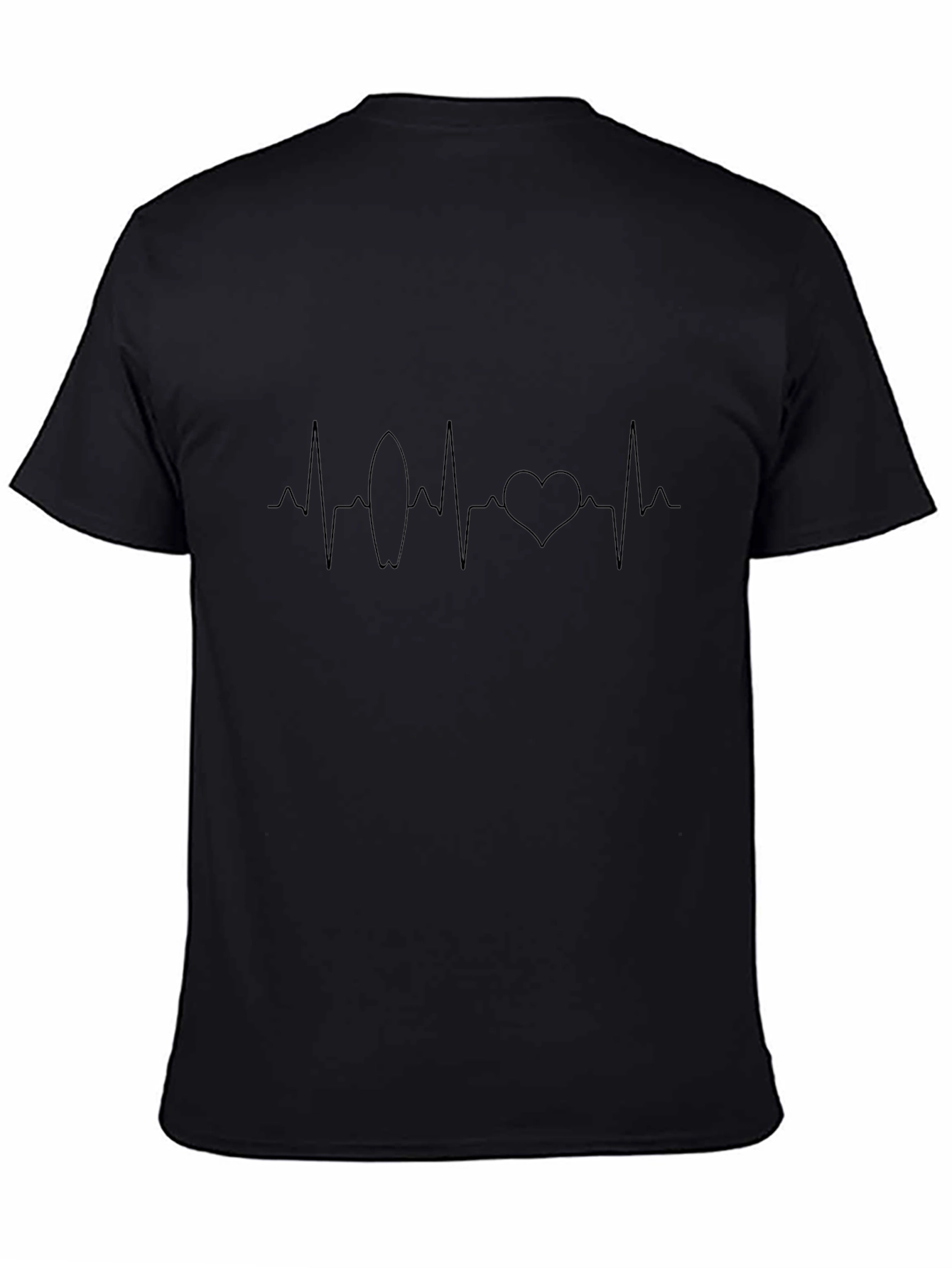 Surf Heartbeat Graphic Tee - Black Cotton T-Shirt