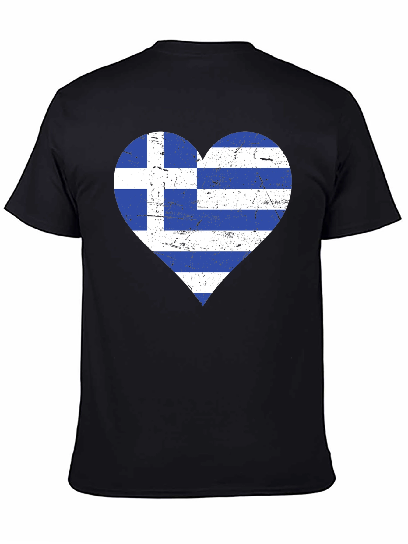 Greece Flag Heart T-Shirt - Black Patriotic Style