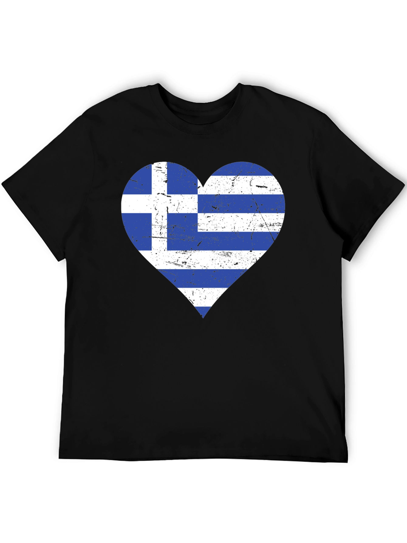 Greece Flag Heart T-Shirt - Black Patriotic Style