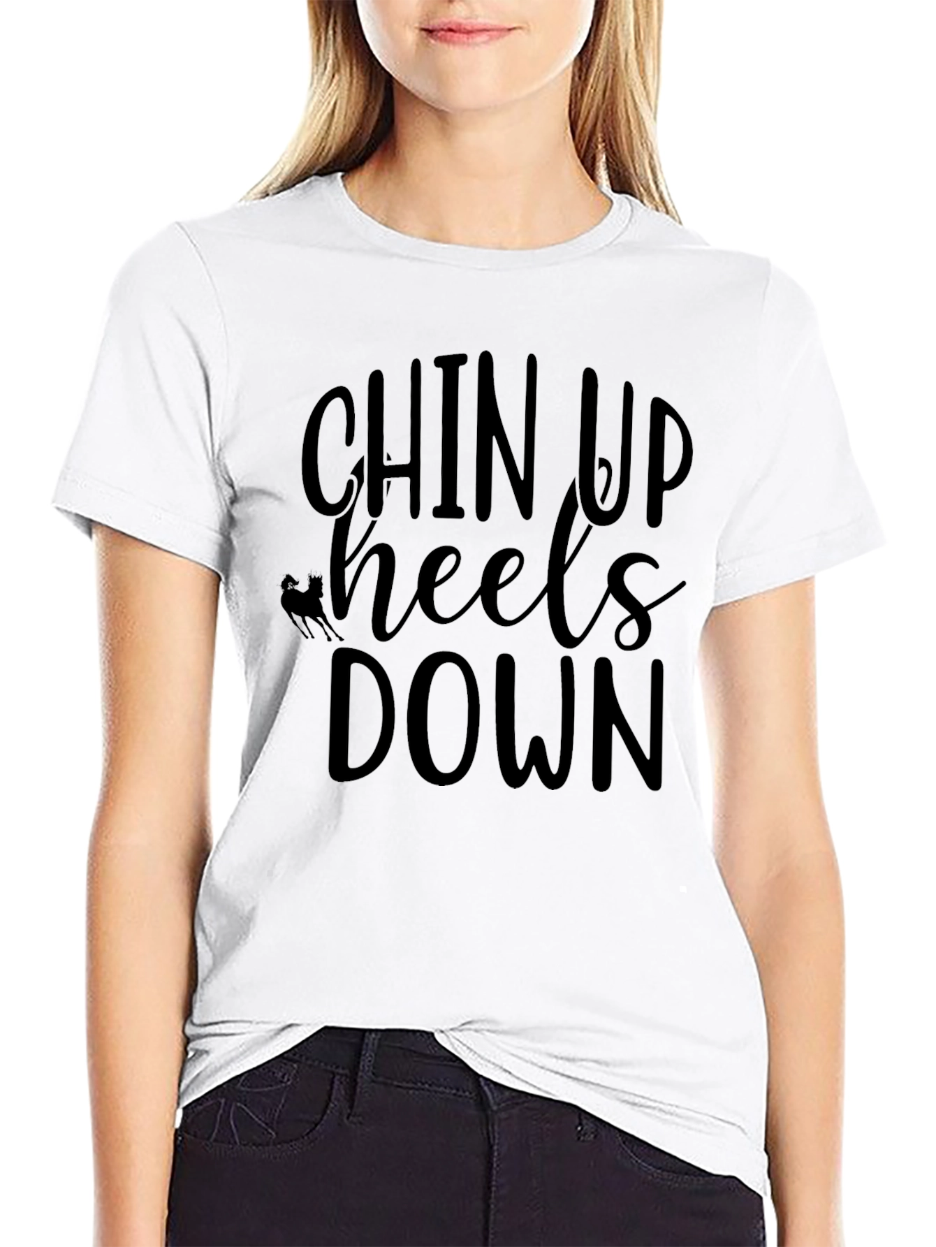 Chin Up Heels Down Black T-Shirt