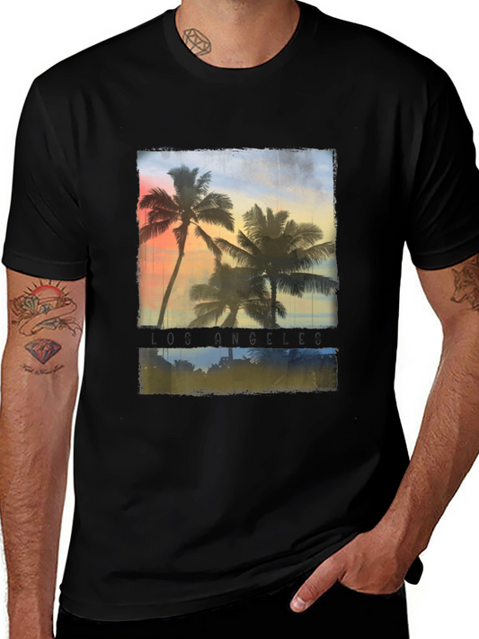 Los Angeles Palm Tee - Tropical Sunset T-Shirt