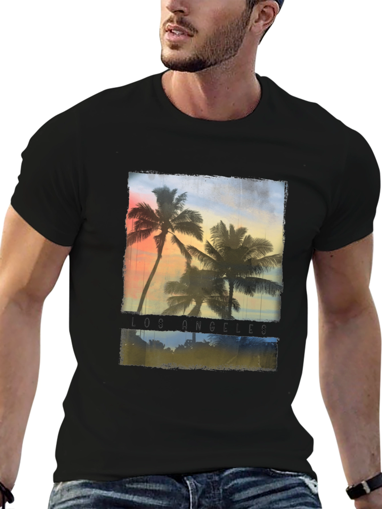 Los Angeles Palm Tee - Tropical Sunset T-Shirt