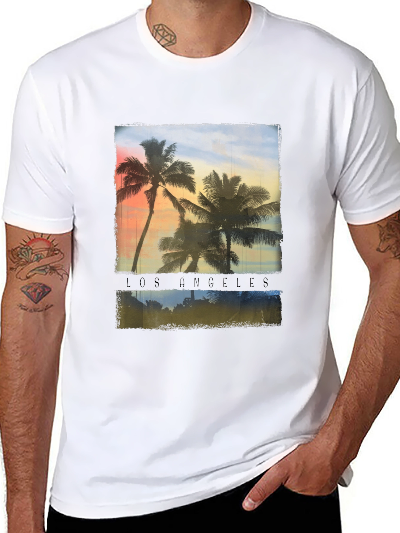 Los Angeles Palm Tee - Tropical Sunset T-Shirt