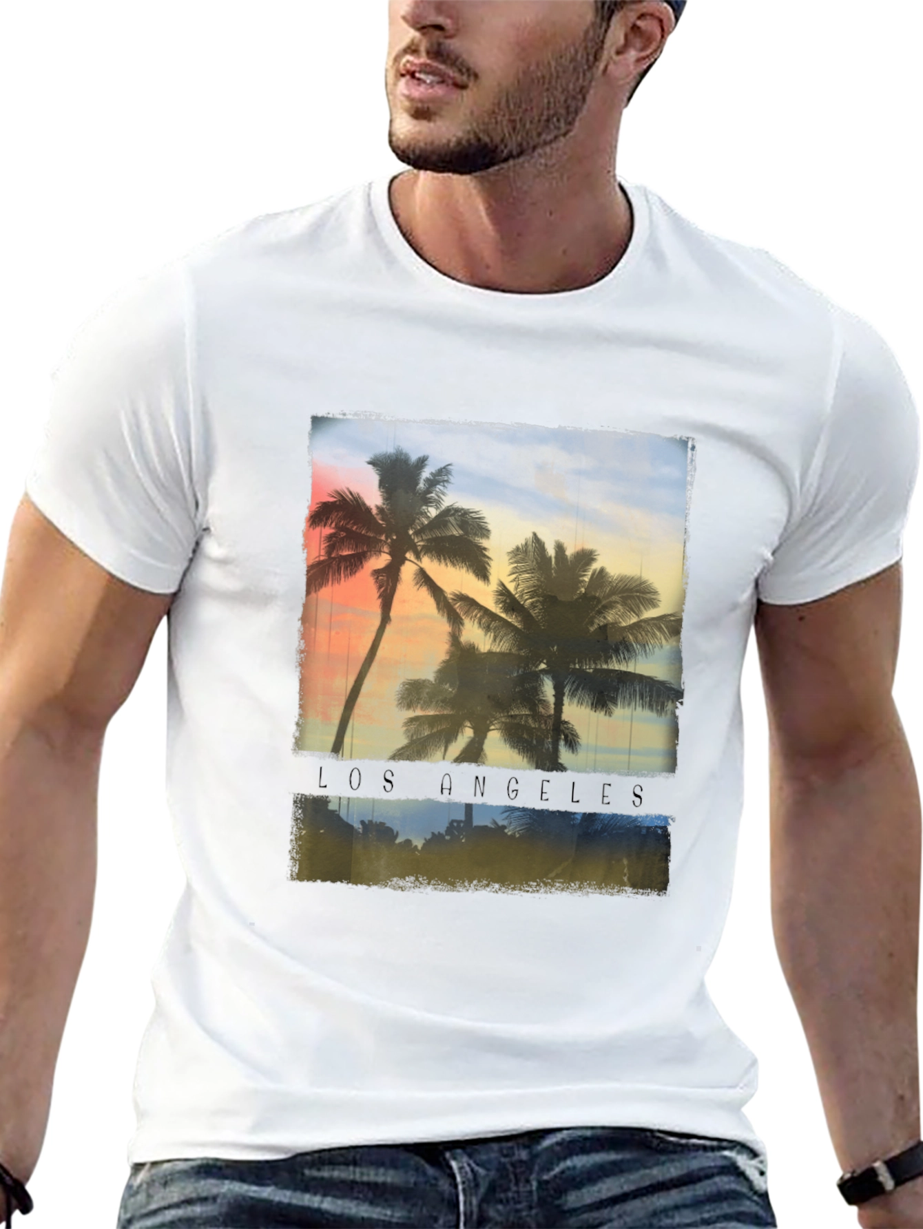Los Angeles Palm Tee - Tropical Sunset T-Shirt