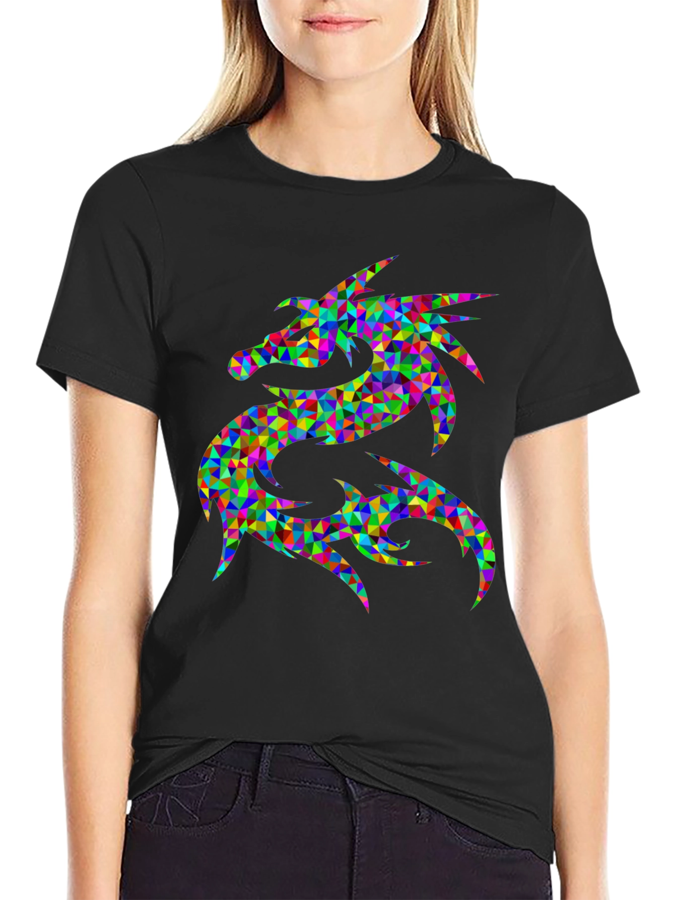 Geometric Dragon Graphic Tee - Bold Statement Shirt