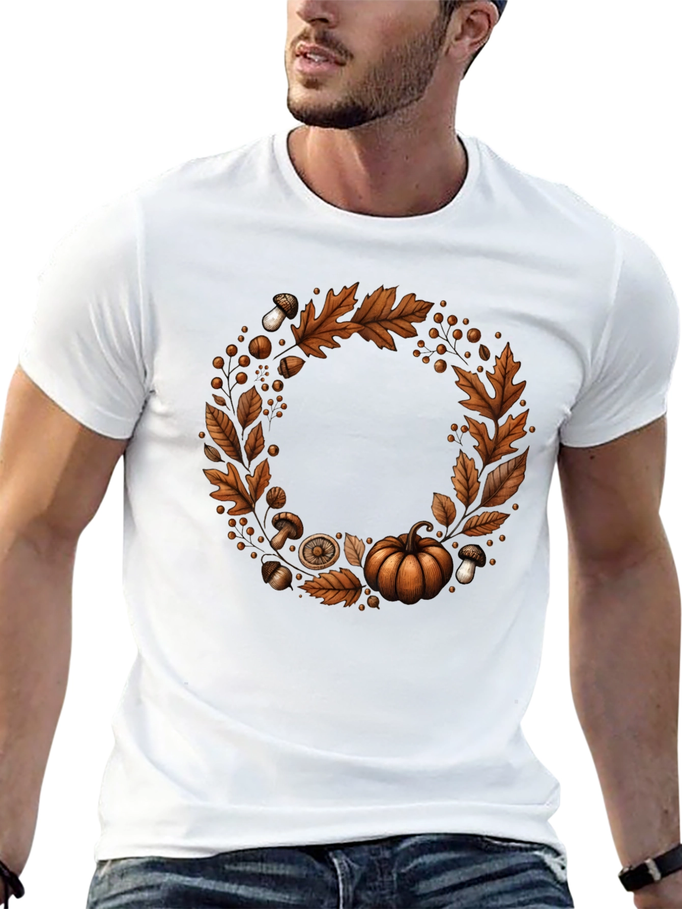Autumn Wreath Graphic Tee - Festive Fall Apparel