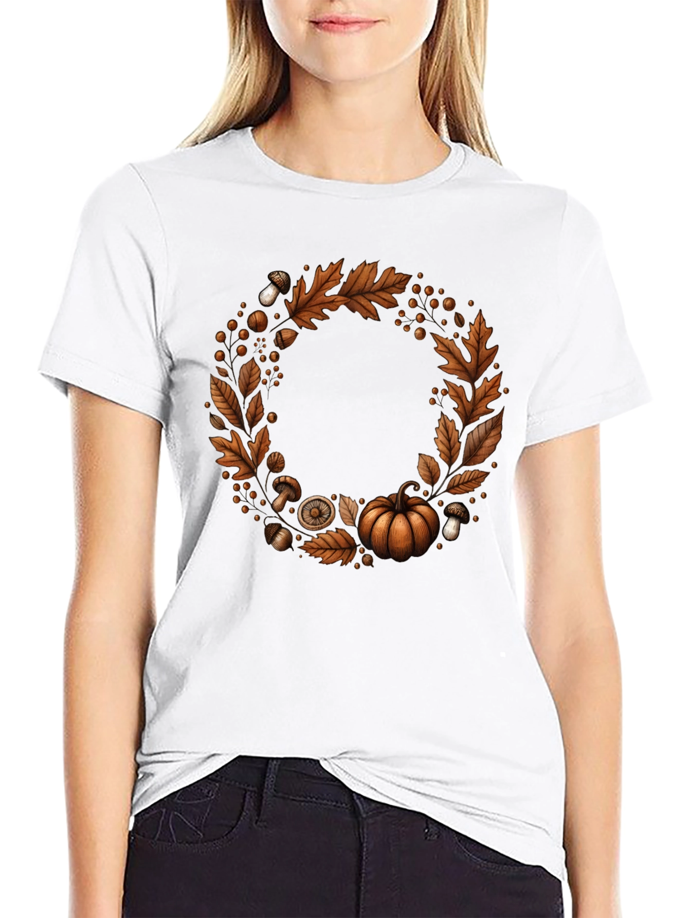 Autumn Wreath Graphic Tee - Festive Fall Apparel