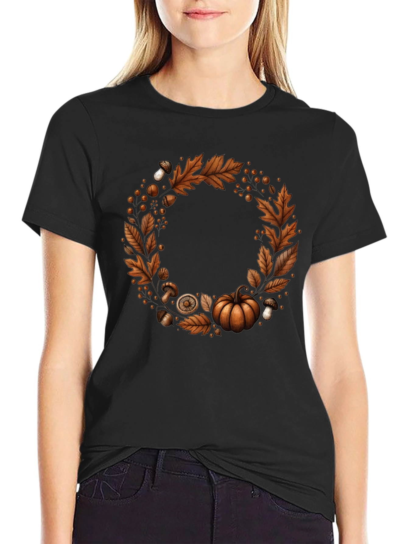 Autumn Wreath Graphic Tee - Festive Fall Apparel