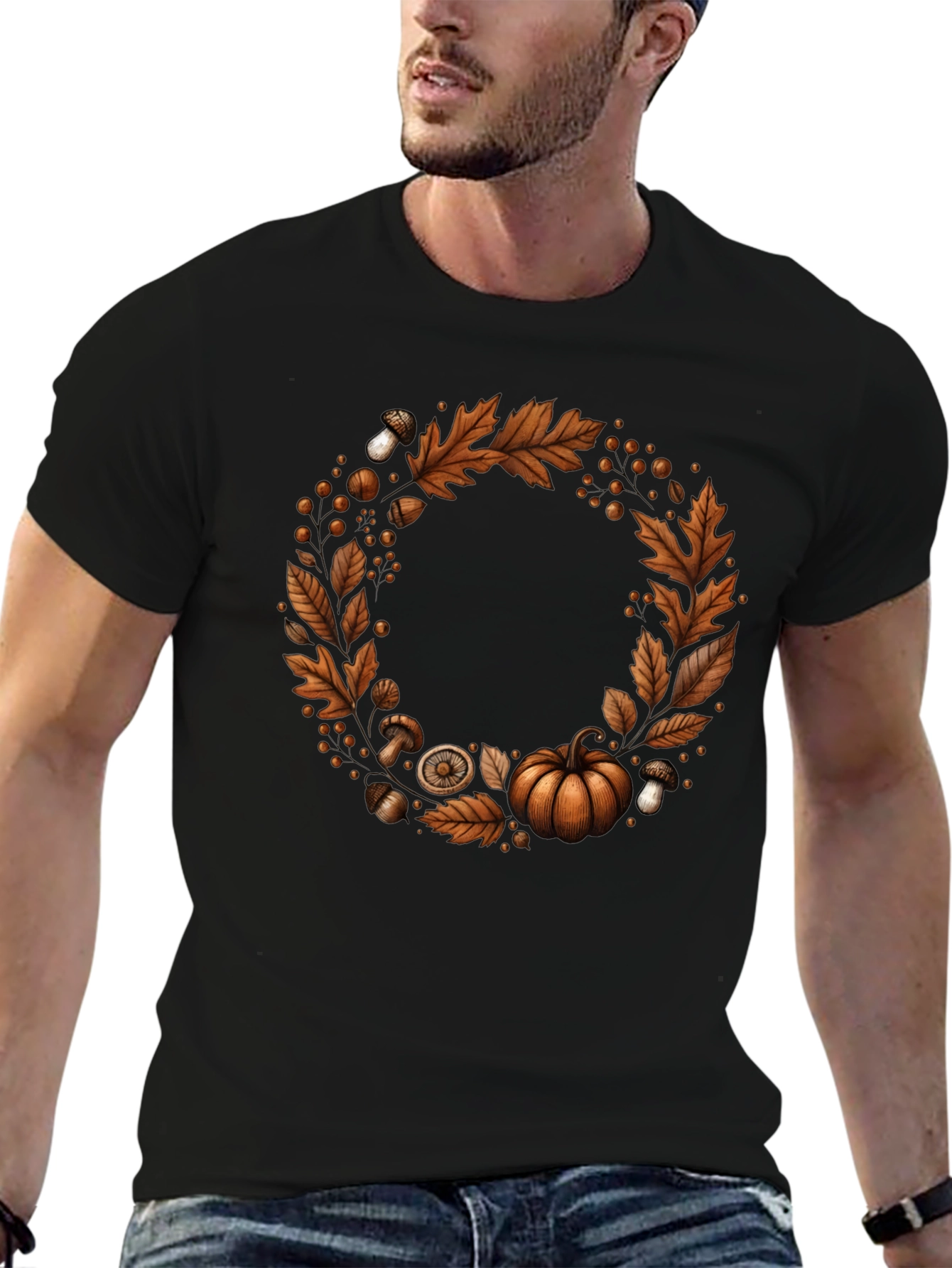 Autumn Wreath Graphic Tee - Festive Fall Apparel