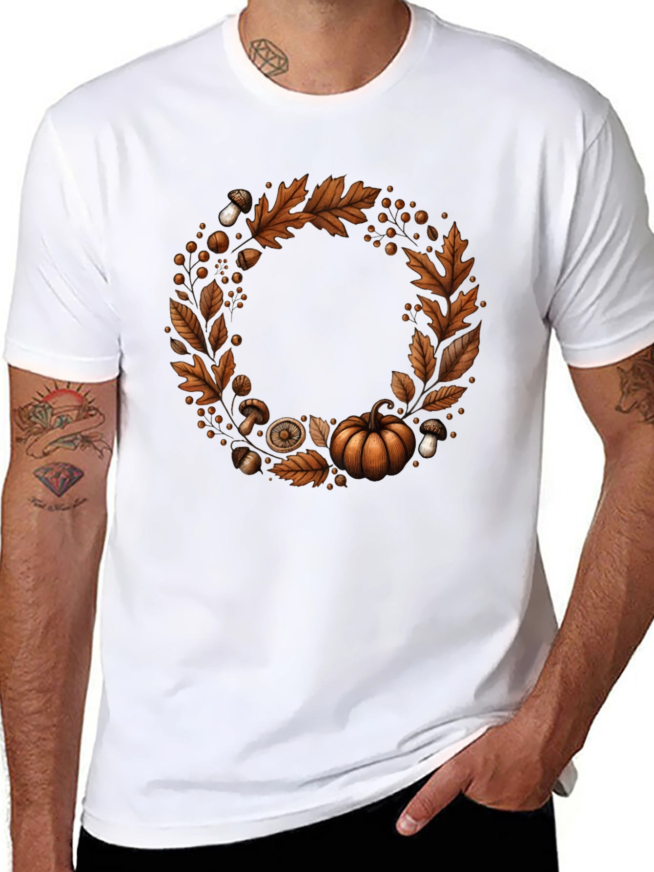 Autumn Wreath Graphic Tee - Festive Fall Apparel