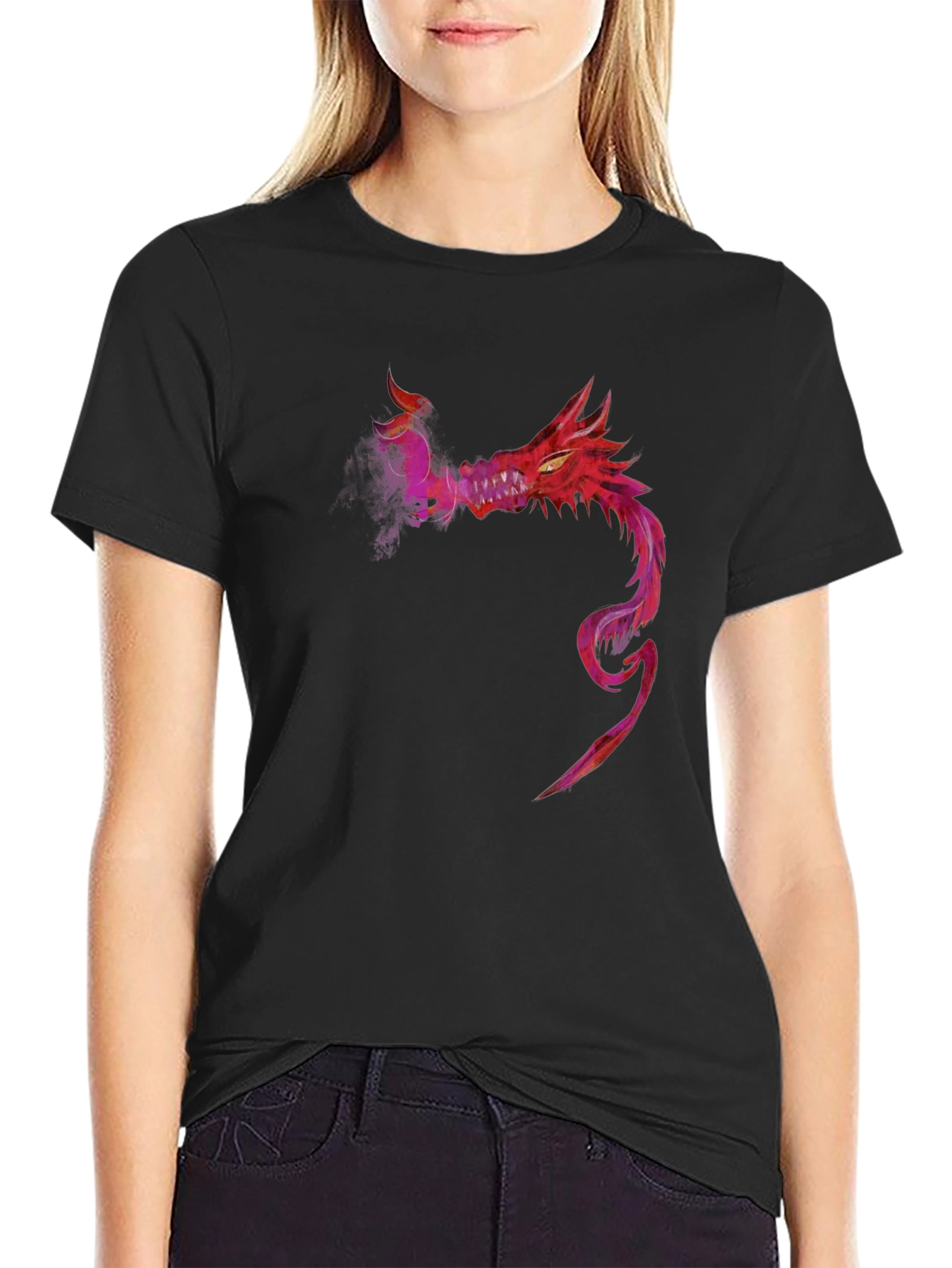 Red Dragon Graphic Tee - Stylish Mens Black T-Shirt