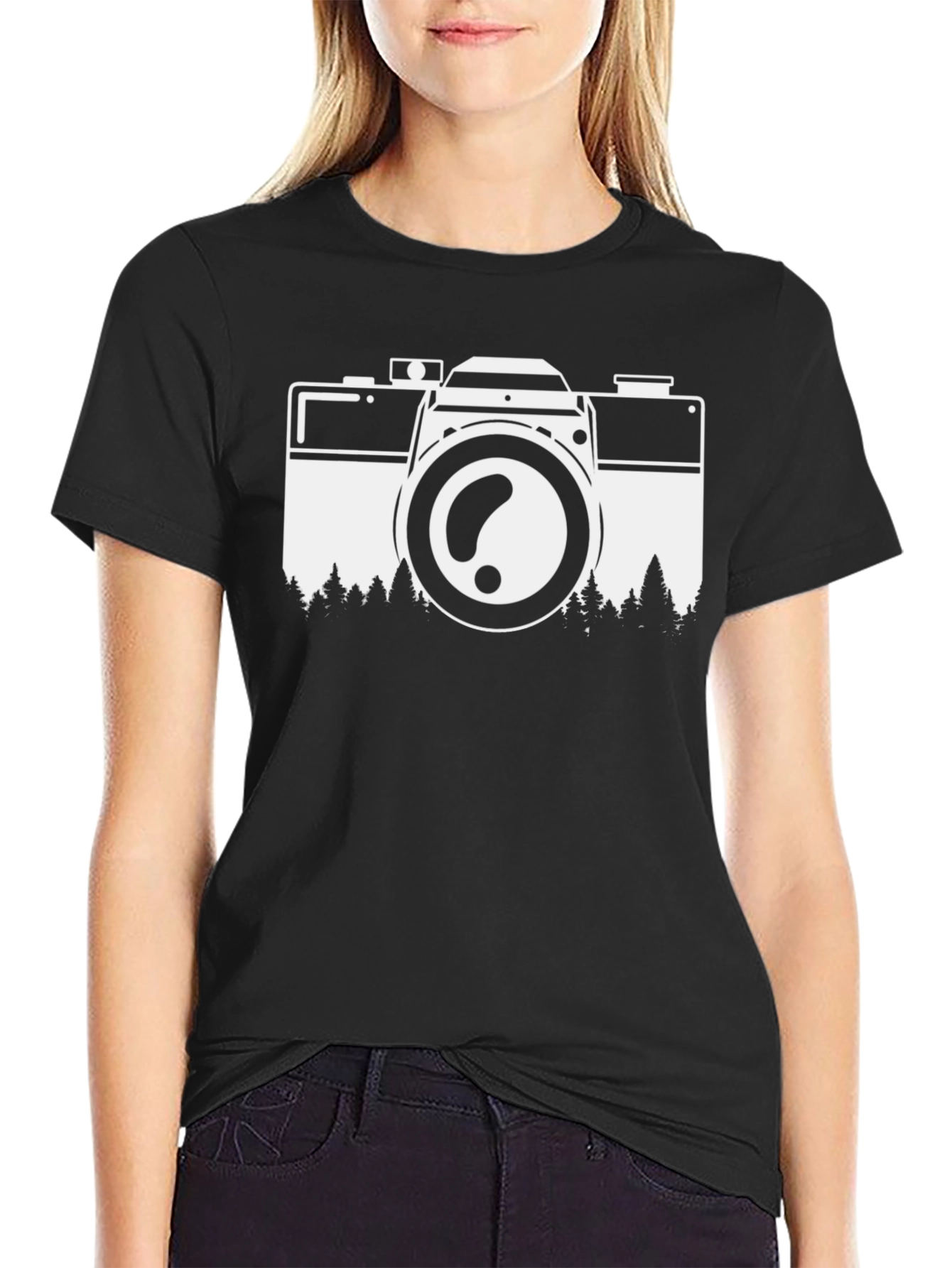 Camera Nature Graphic Tee - Black