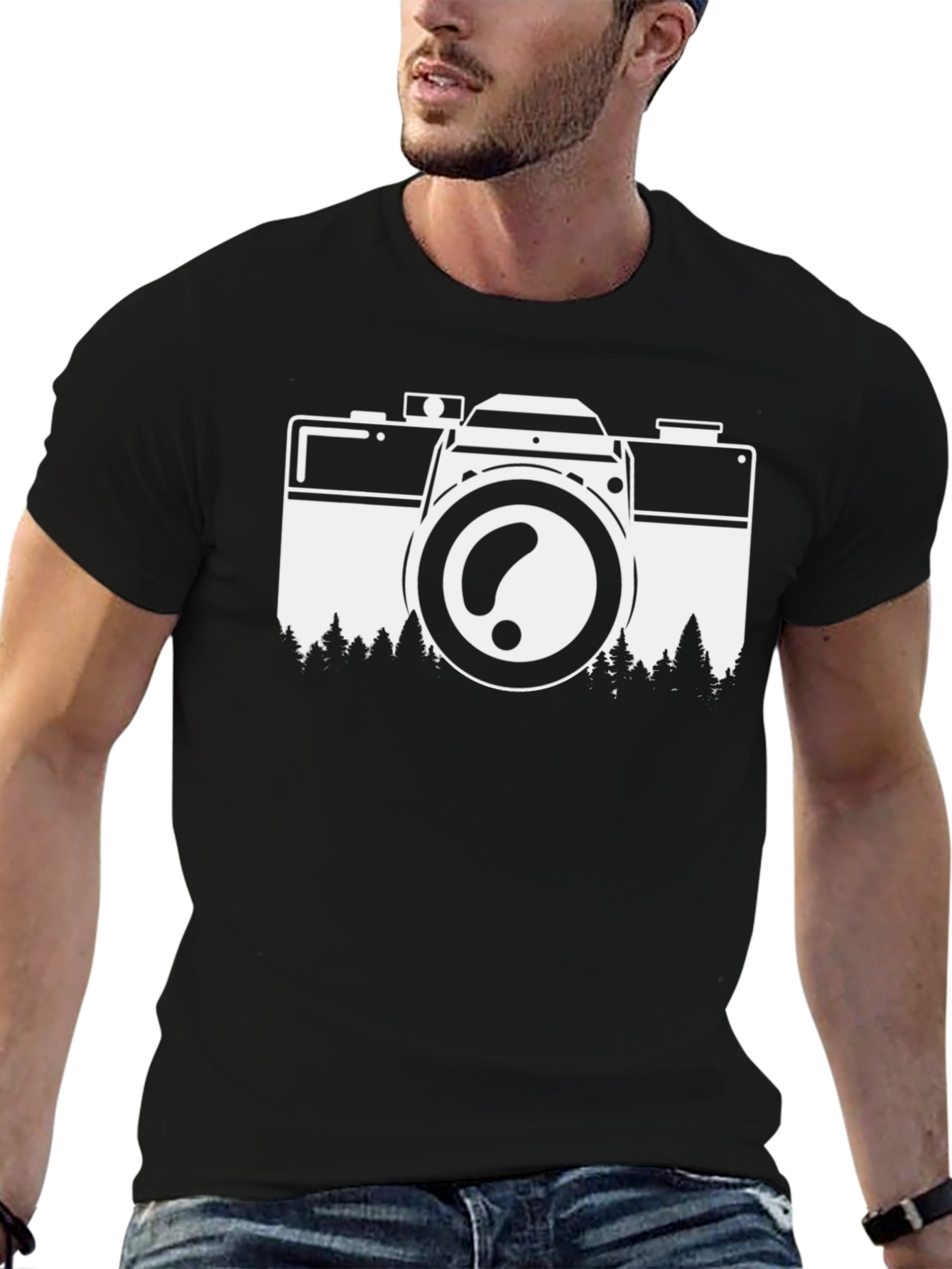 Camera Nature Graphic Tee - Black