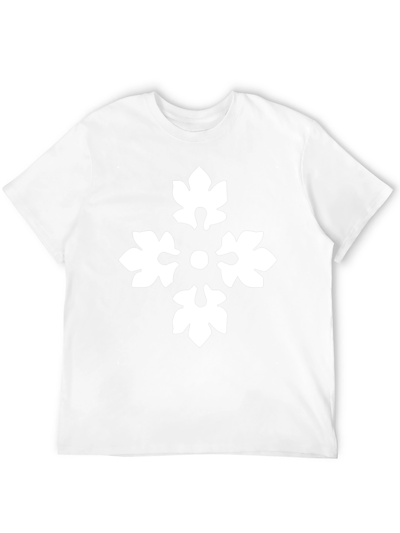 Black T-Shirt with White Floral Cross Design