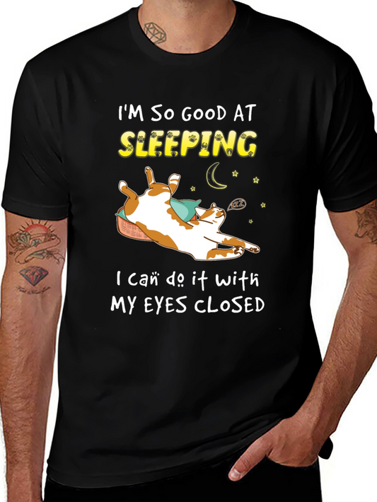 Funny Cat Sleeping T-Shirt - Im So Good At Sleeping