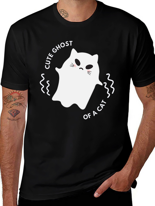 Cute Ghost of a Cat Black T-Shirt