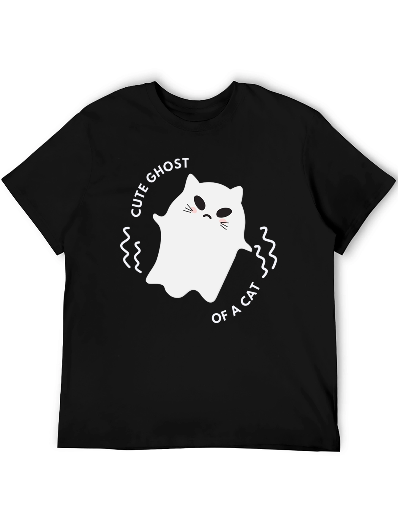 Cute Ghost of a Cat Black T-Shirt