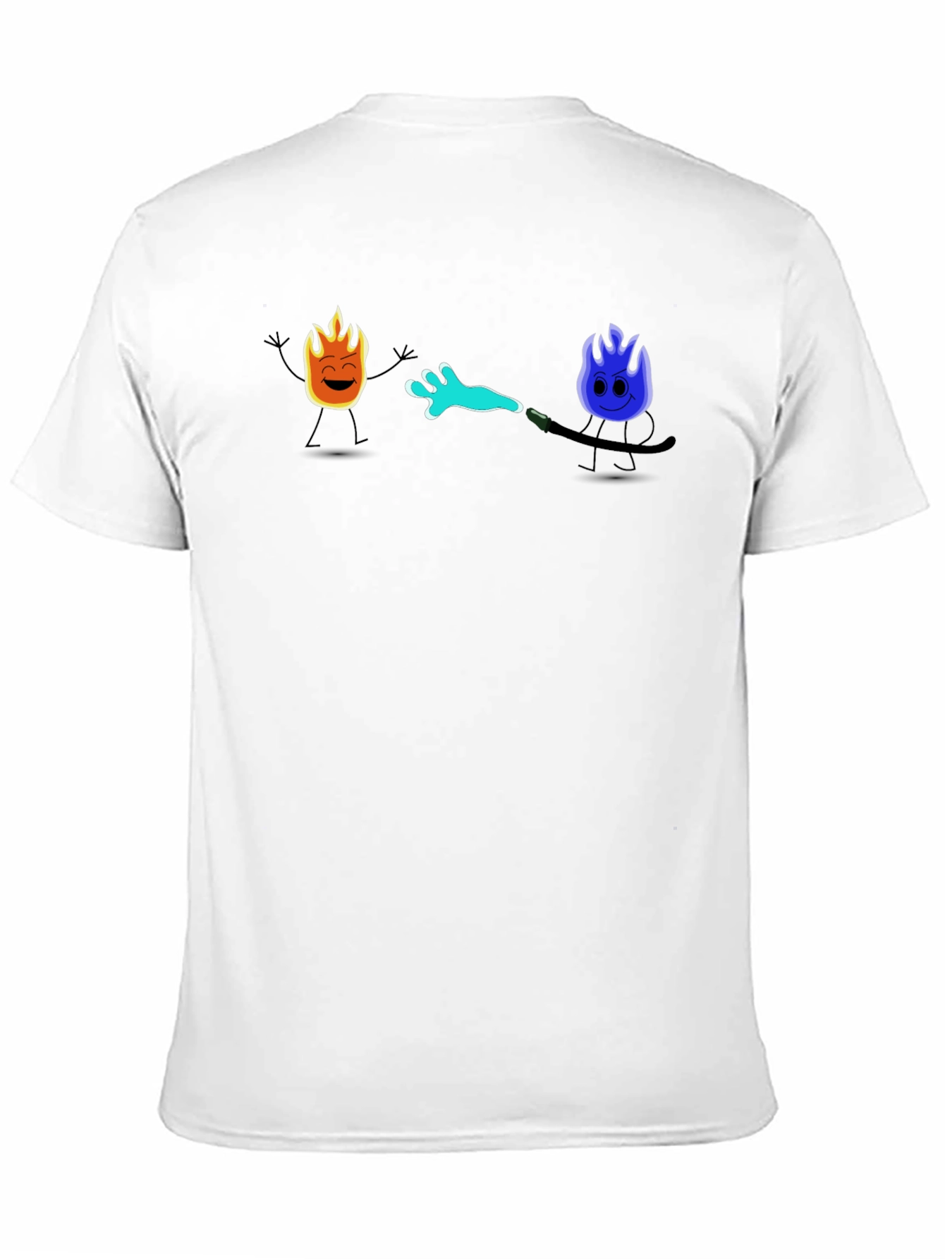 Cool Cartoon Fire & Water T-Shirt