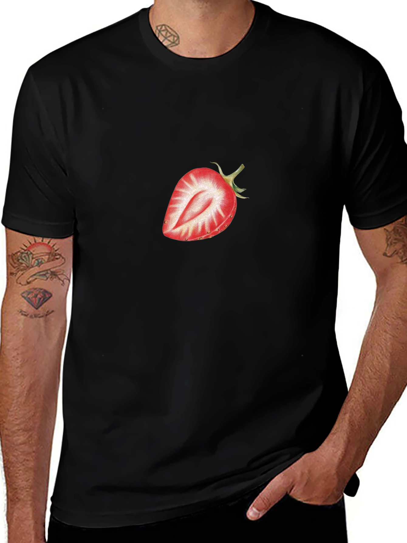 Strawberry Graphic Black T-Shirt