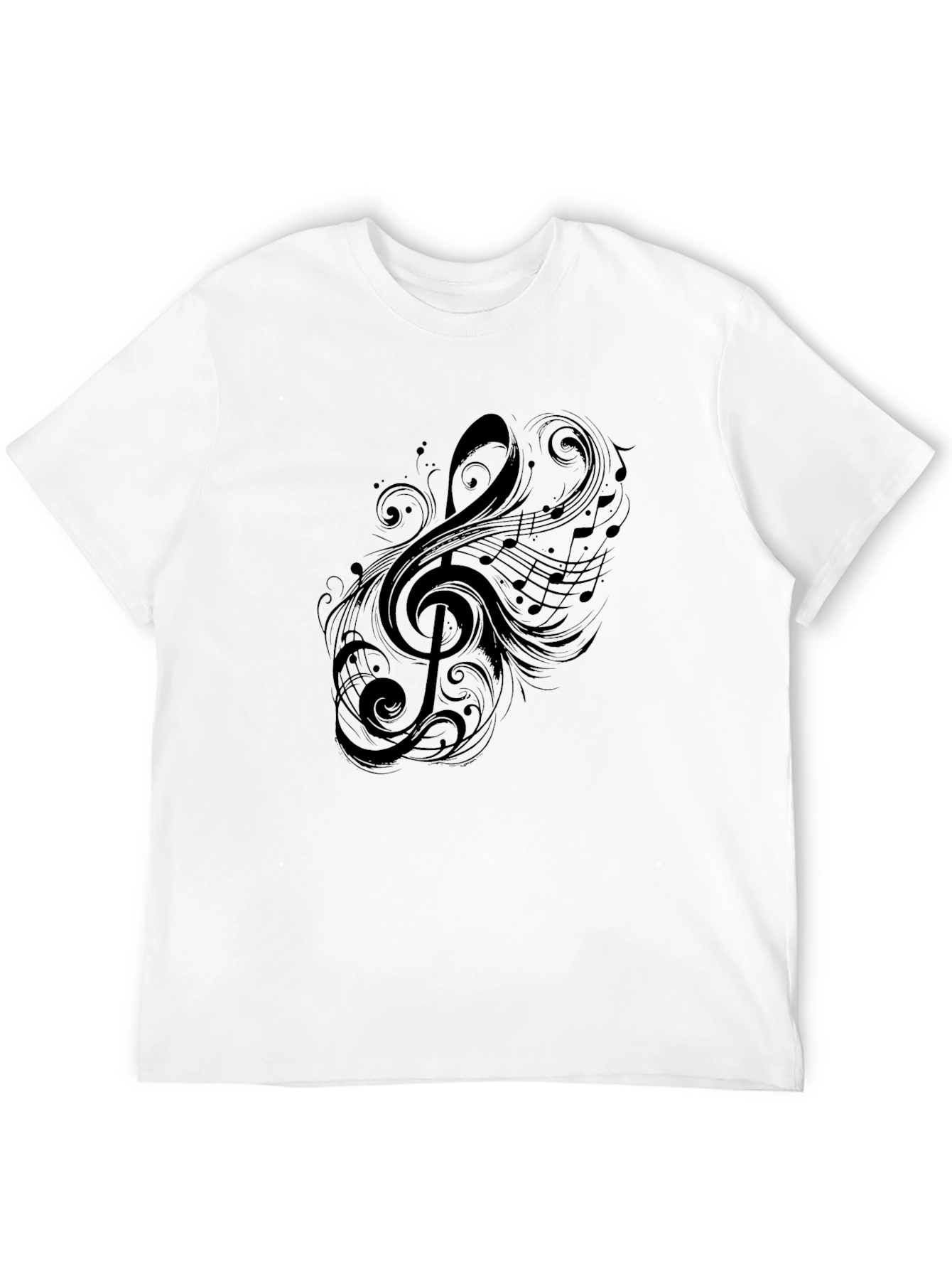 Stylish Black T-Shirt with Musical Note Design
