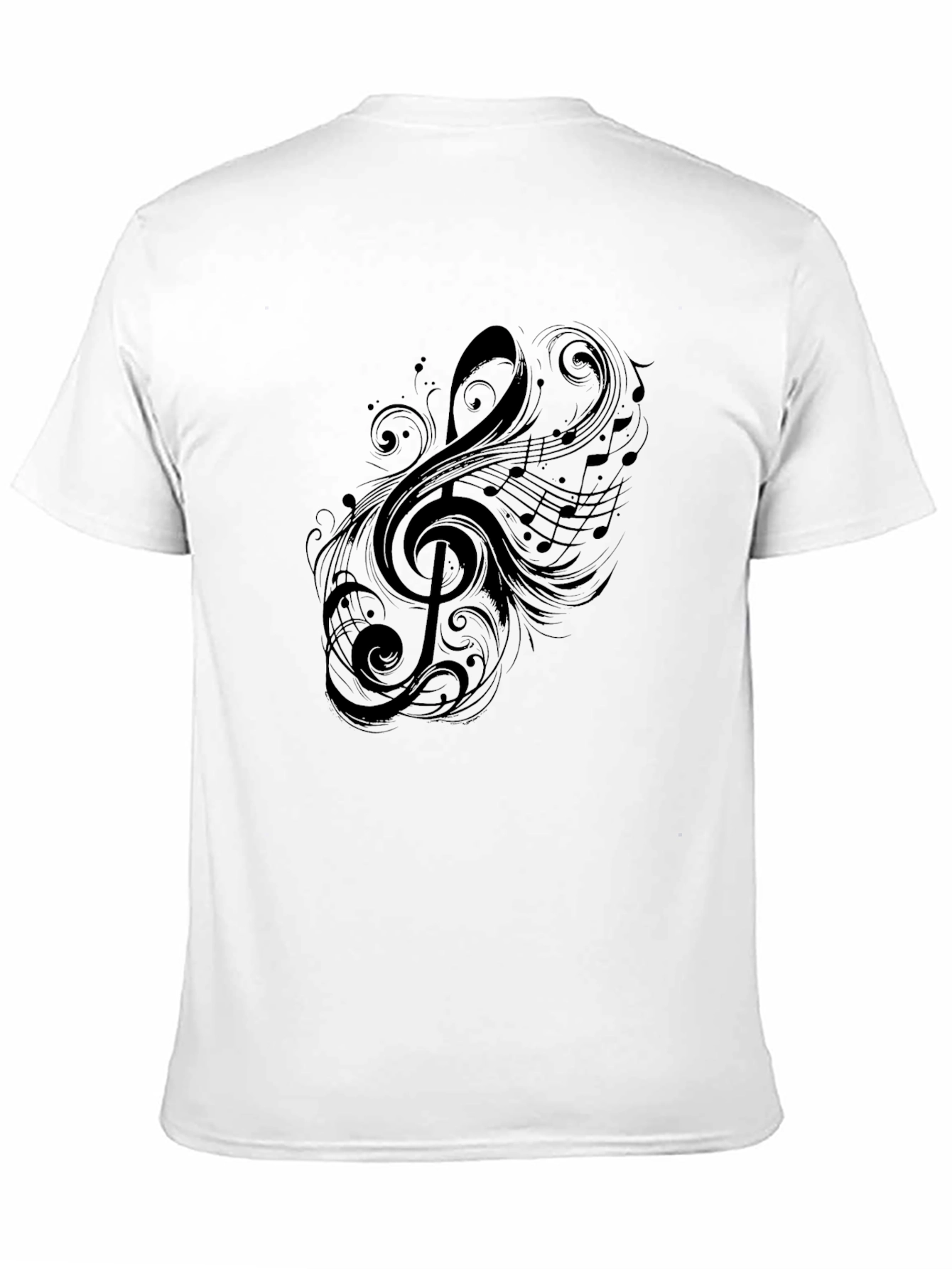 Stylish Black T-Shirt with Musical Note Design
