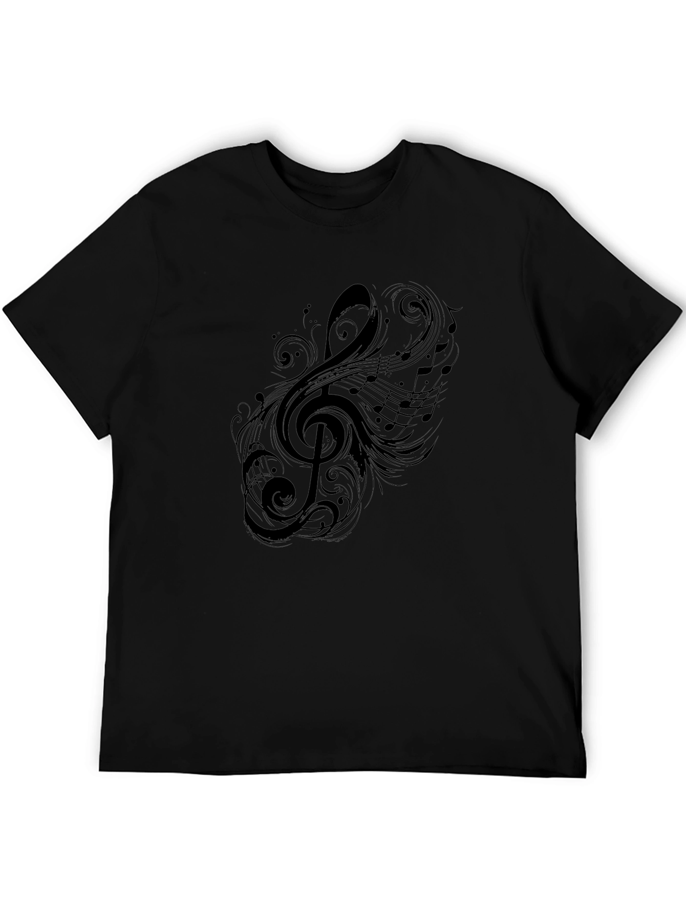 Stylish Black T-Shirt with Musical Note Design