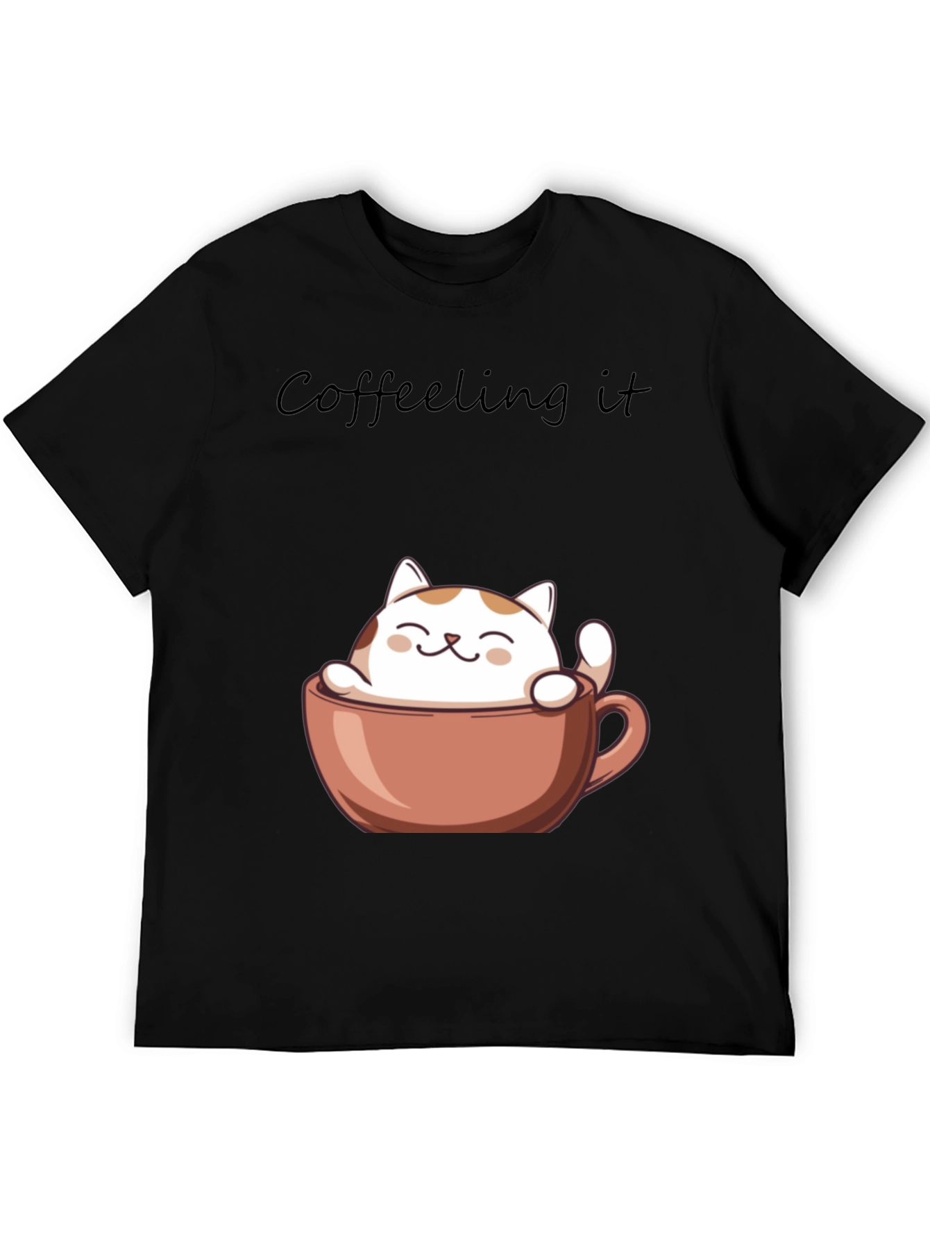 Coffeeling It T-Shirt - Cute Cat in Coffee Cup