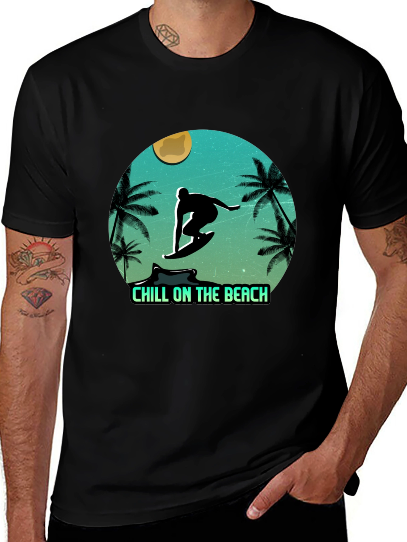 Chill On The Beach Surfer Graphic T-Shirt
