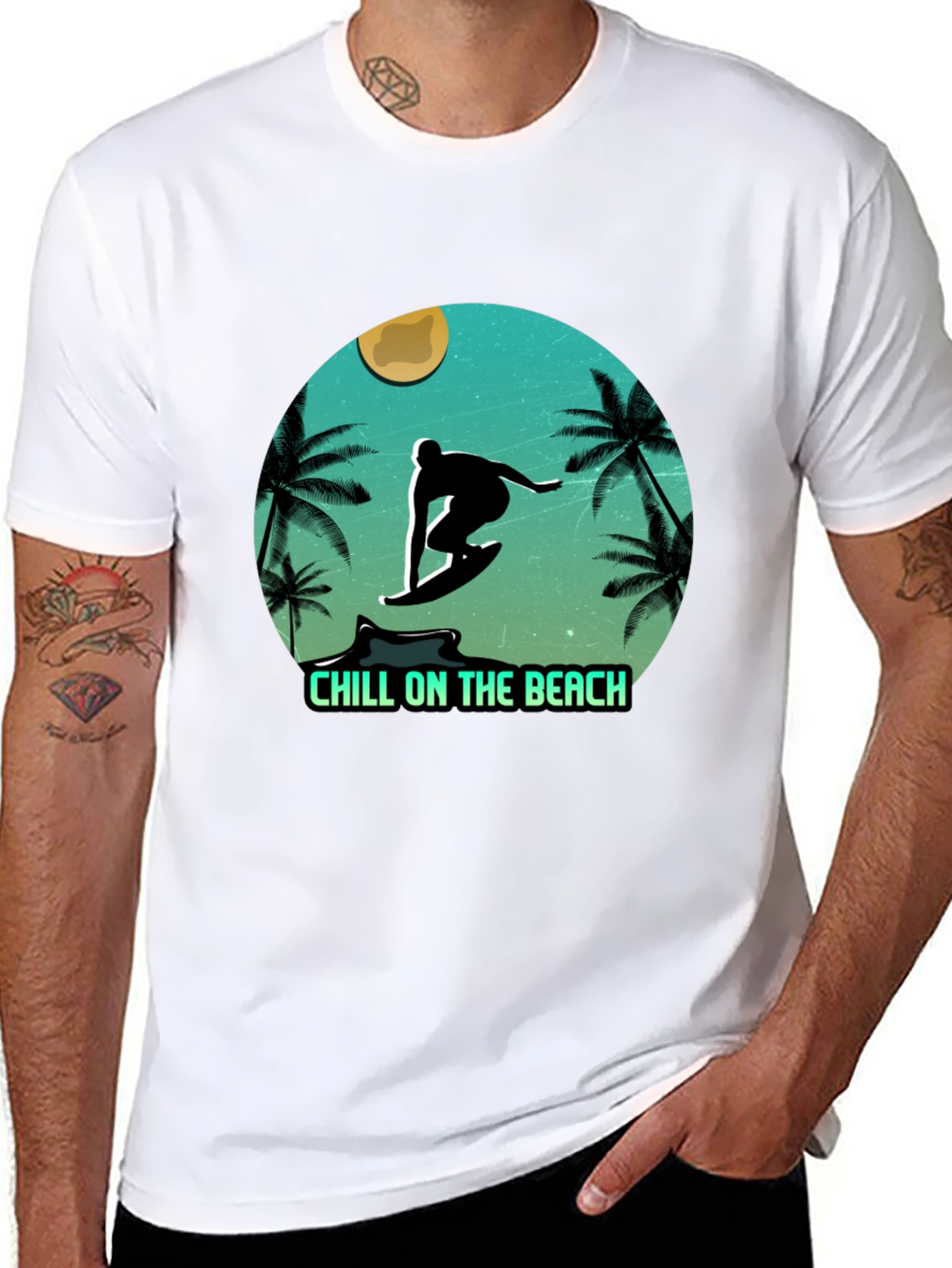 Chill On The Beach Surfer Graphic T-Shirt