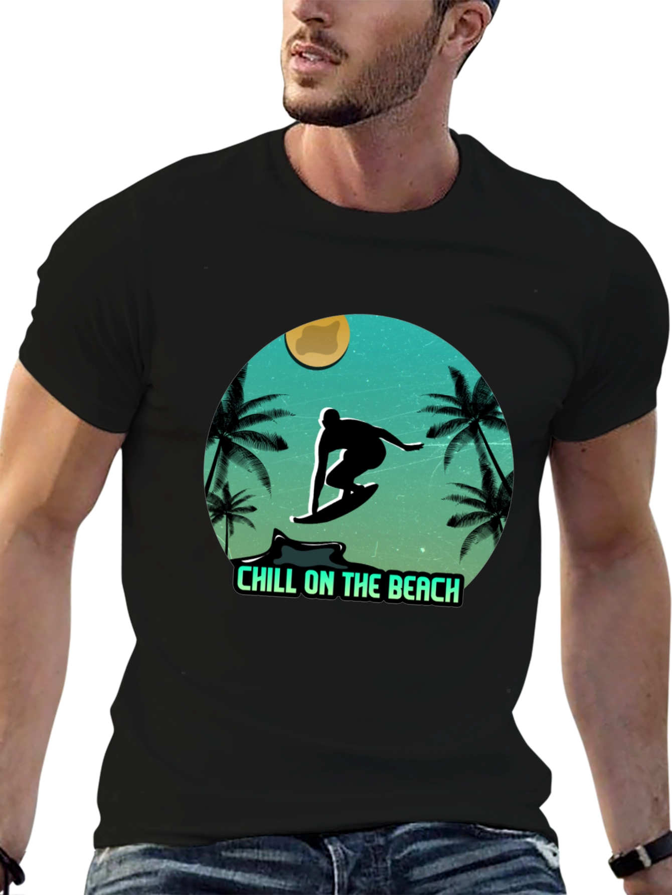 Chill On The Beach Surfer Graphic T-Shirt