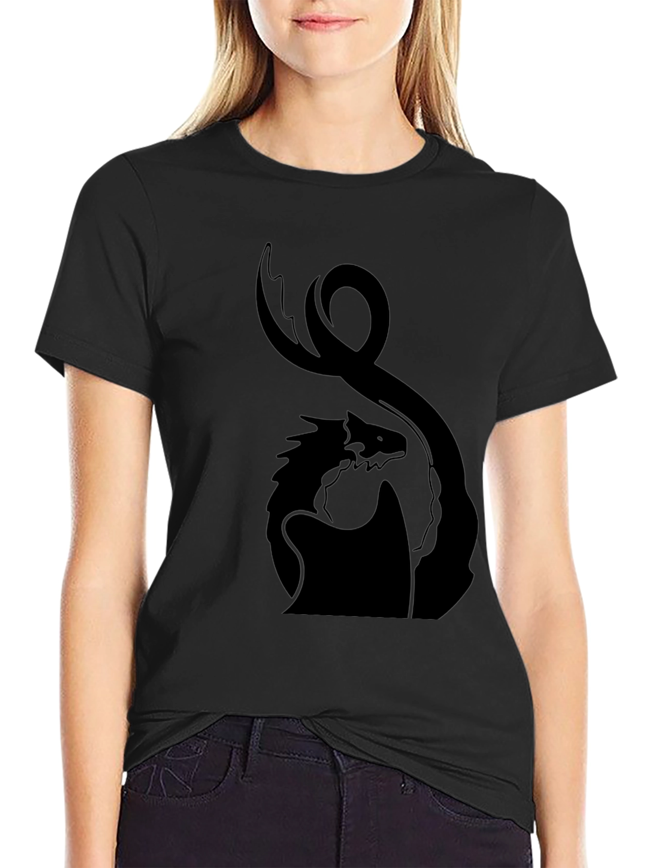 Dragon Silhouette Tee - Black Graphic Print