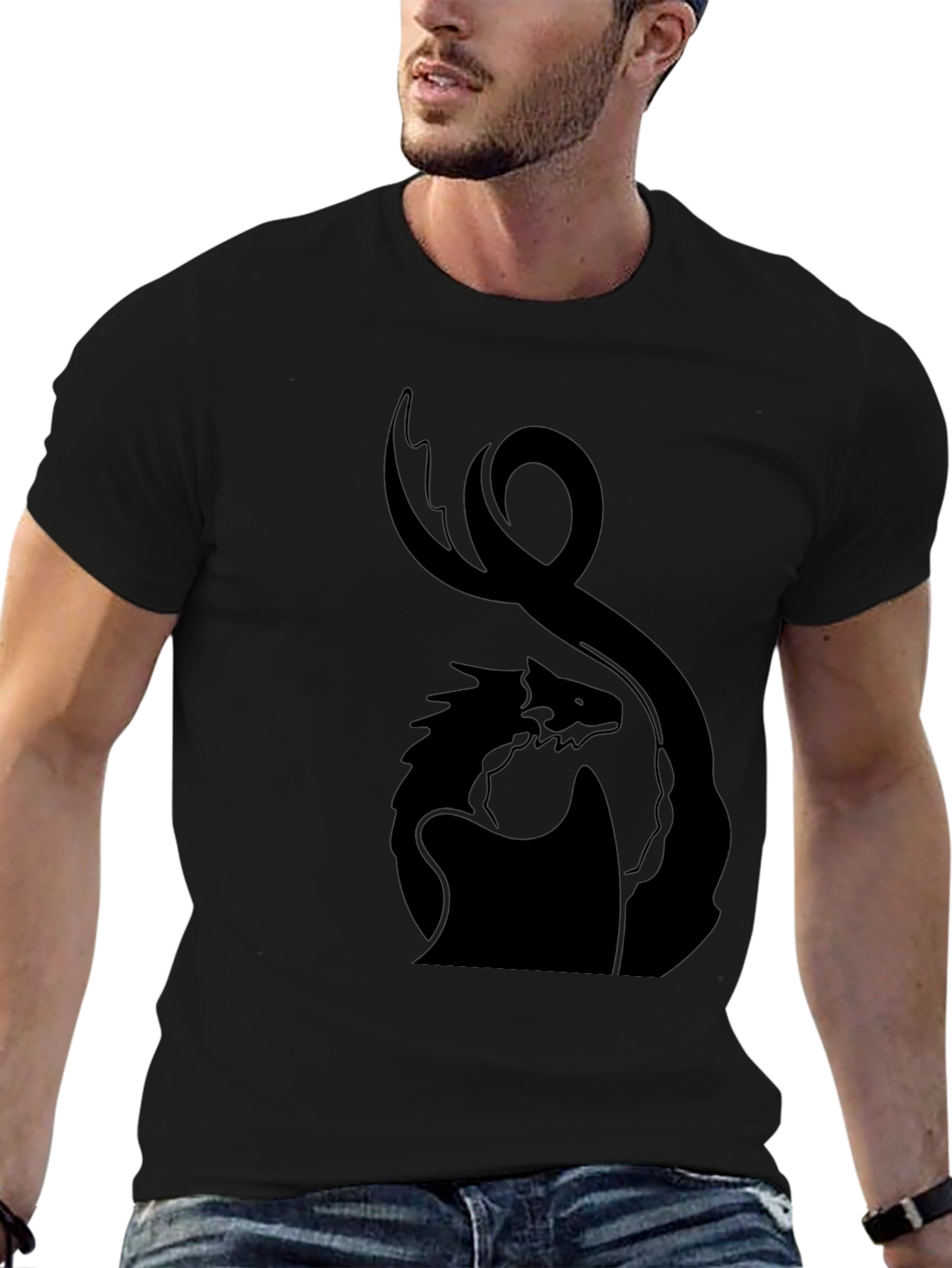 Dragon Silhouette Tee - Black Graphic Print