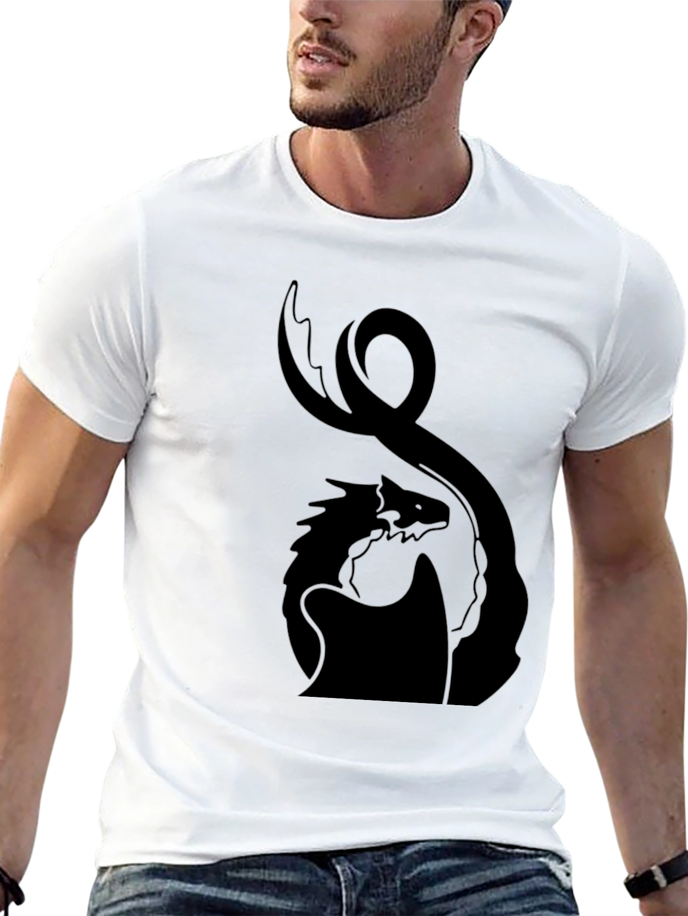 Dragon Silhouette Tee - Black Graphic Print