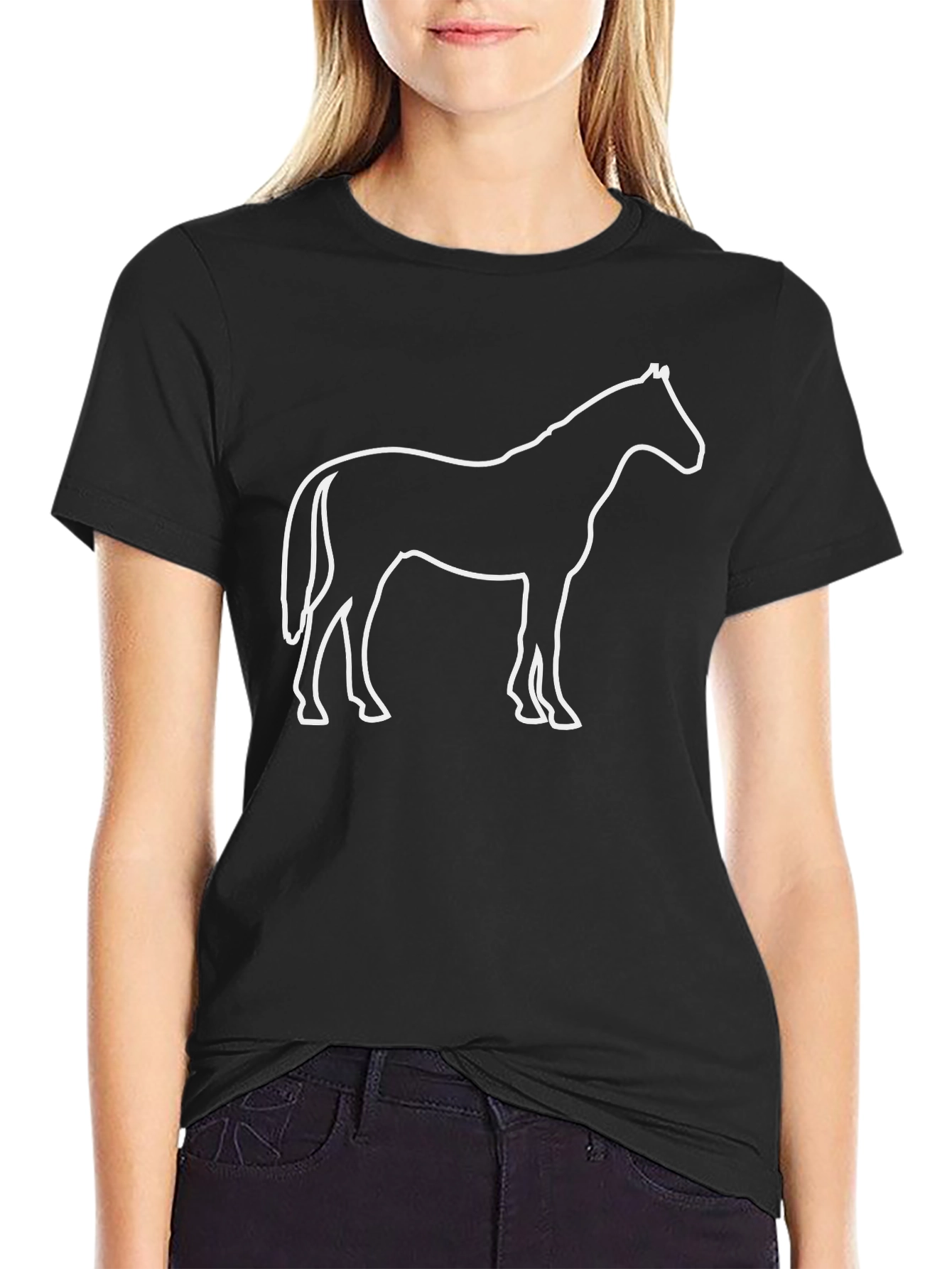 Black Horse Outline Graphic Tee - Mens