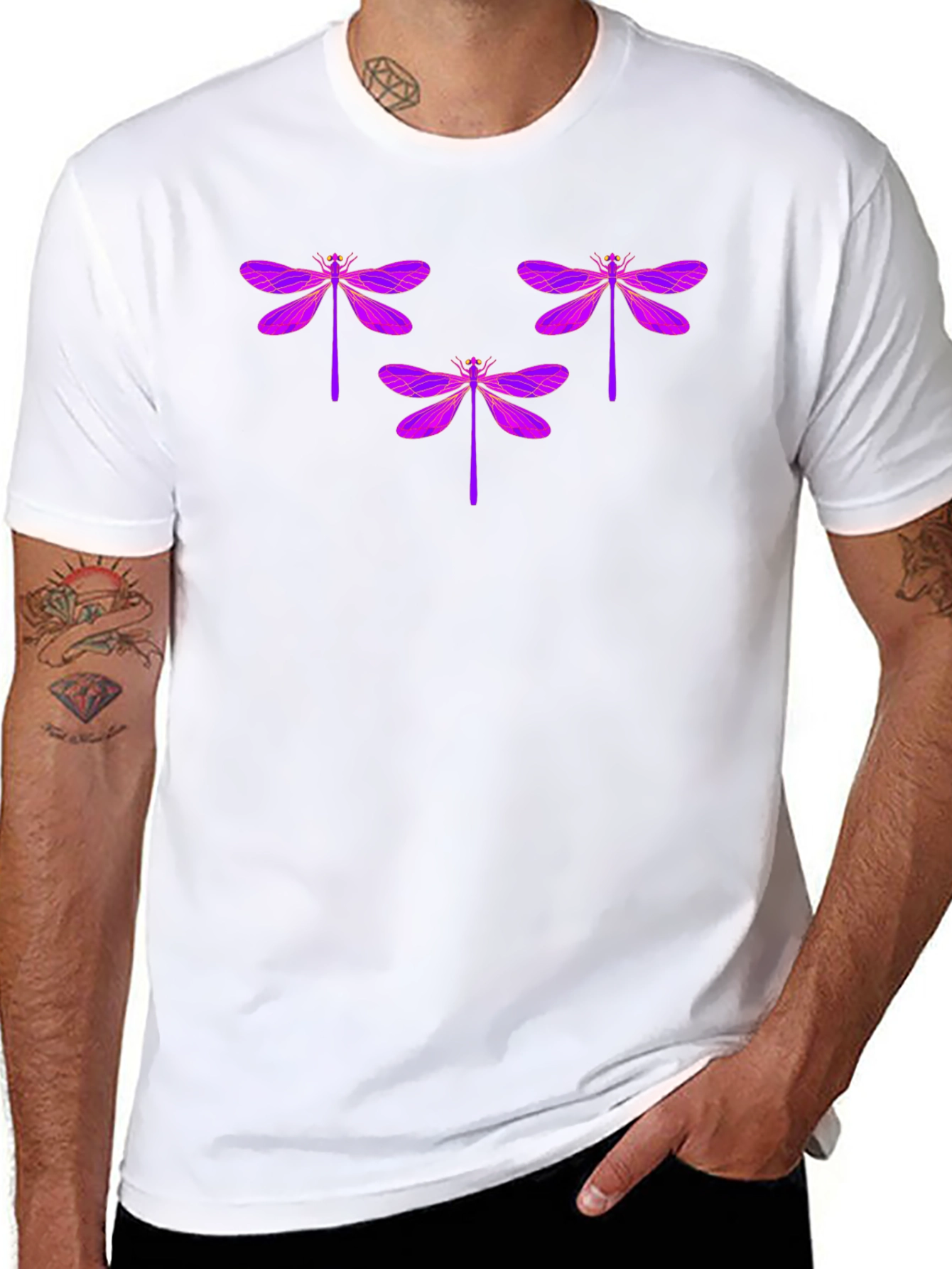 Dragonfly Graphic Tee - Black Cotton T-Shirt