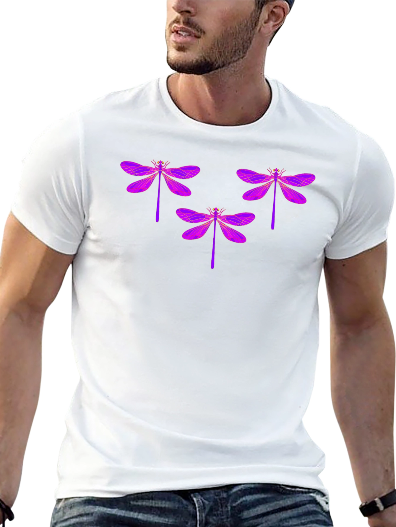 Dragonfly Graphic Tee - Black Cotton T-Shirt