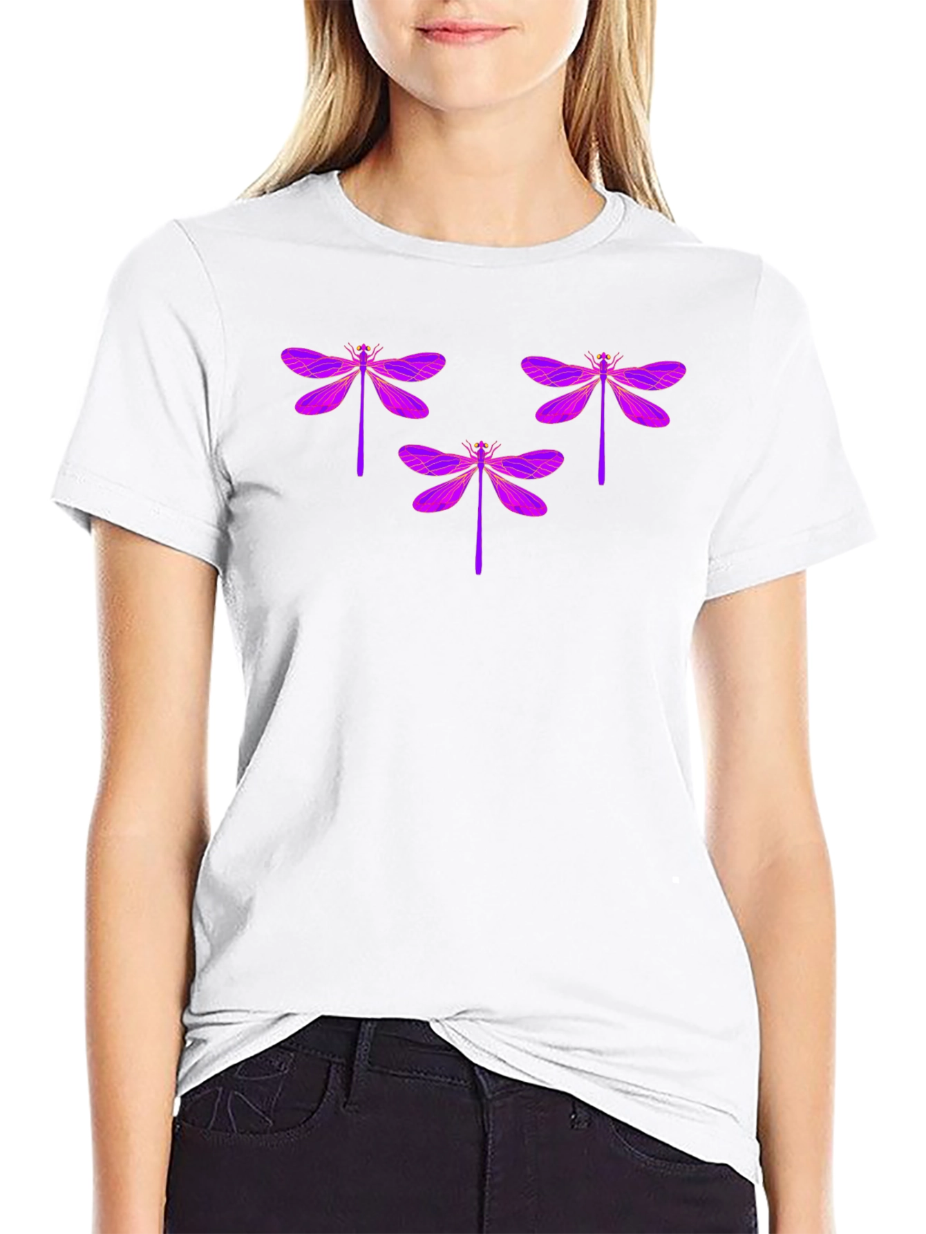 Dragonfly Graphic Tee - Black Cotton T-Shirt