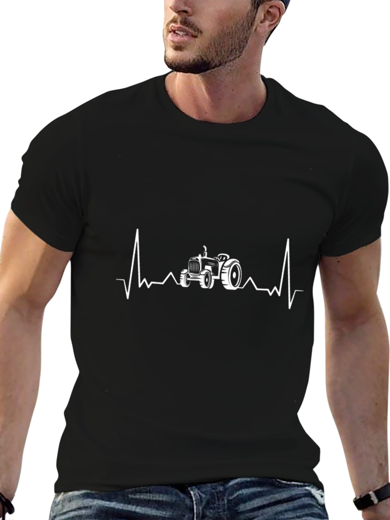 Tractor Heartbeat Graphic Tee - Black