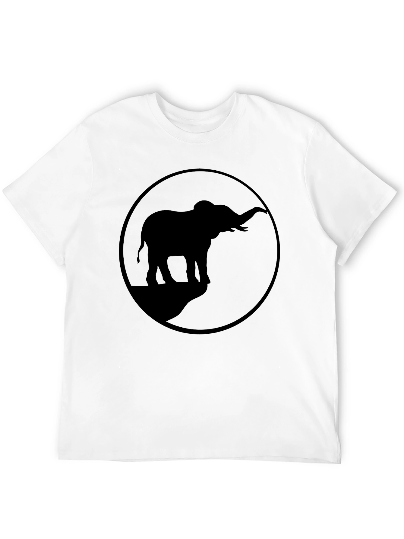Elephant Silhouette Graphic Tee - Black Cotton Blend