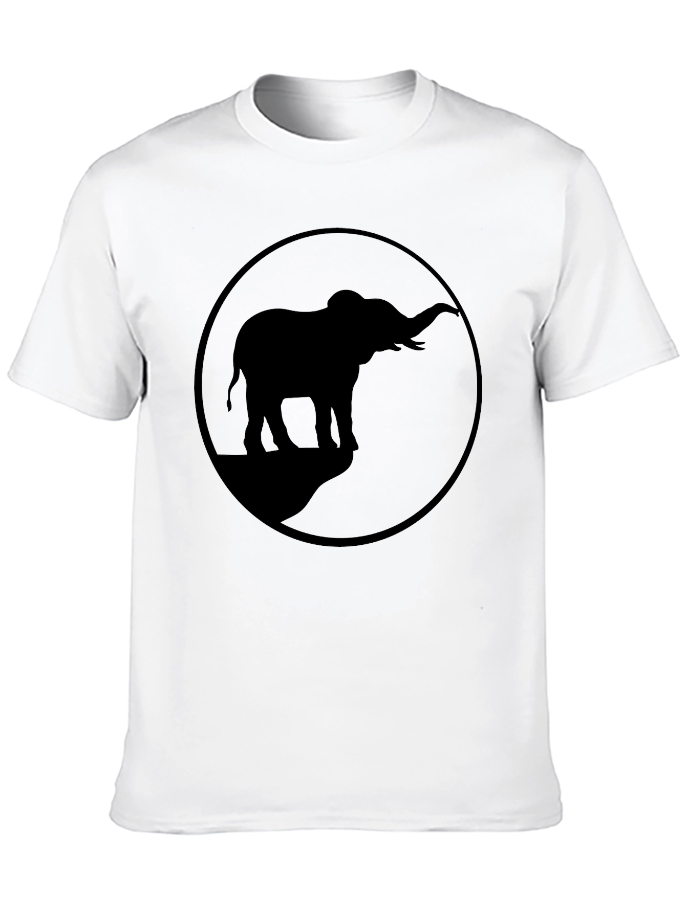 Elephant Silhouette Graphic Tee - Black Cotton Blend