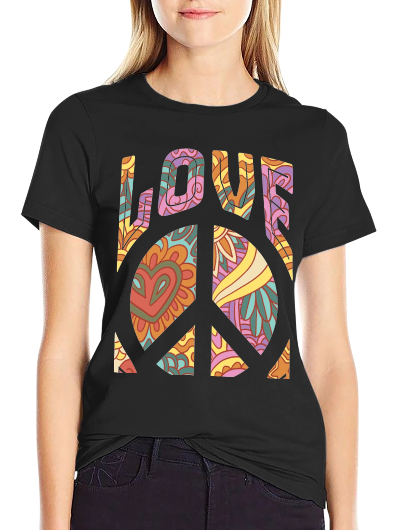Retro Love Peace Sign Graphic Tee