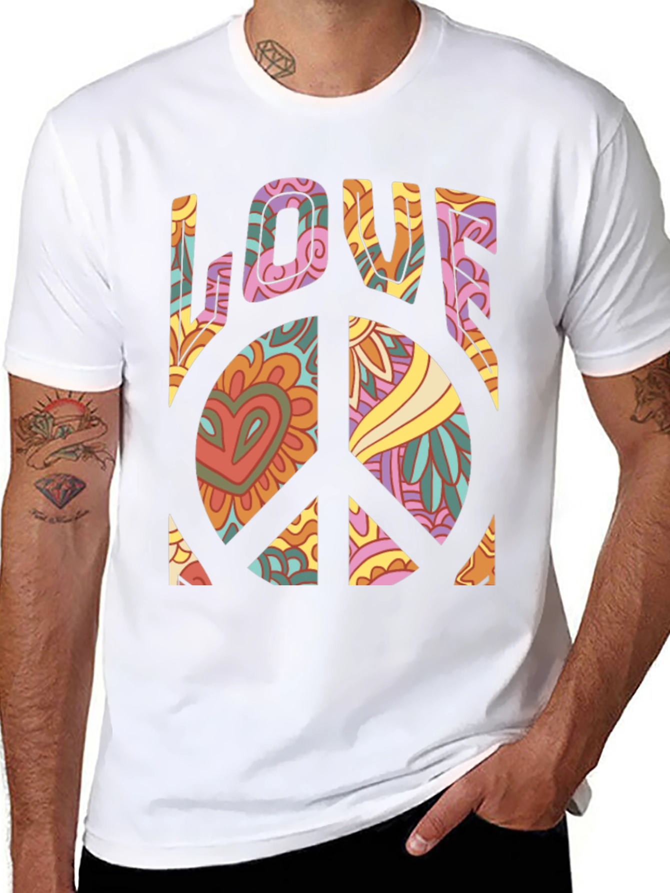 Retro Love Peace Sign Graphic Tee
