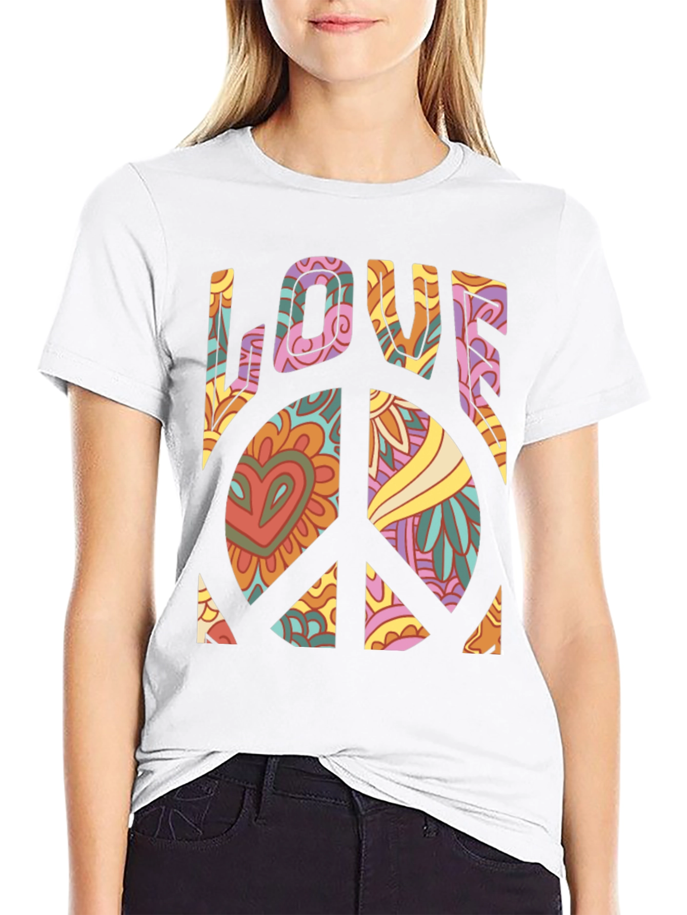 Retro Love Peace Sign Graphic Tee