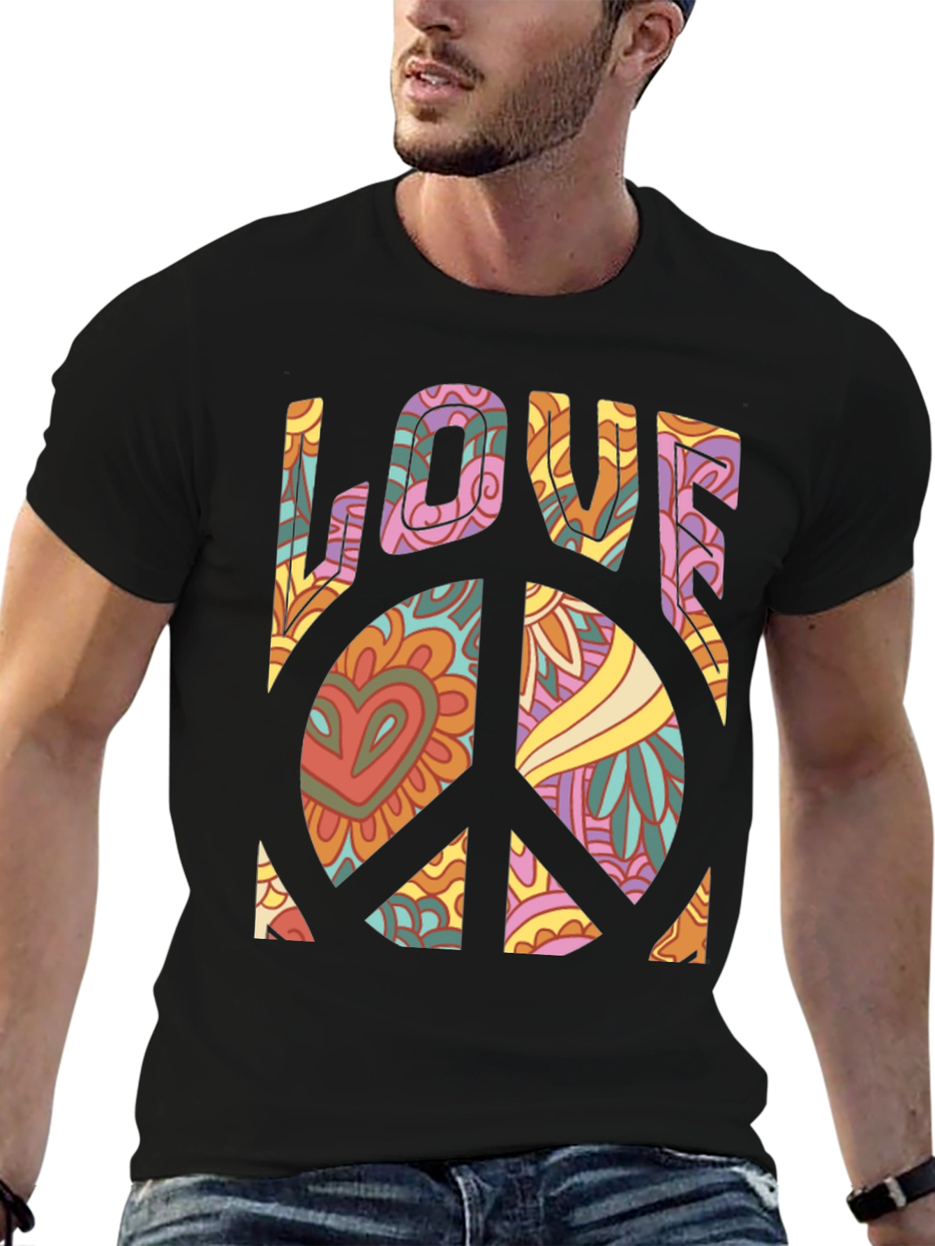 Retro Love Peace Sign Graphic Tee