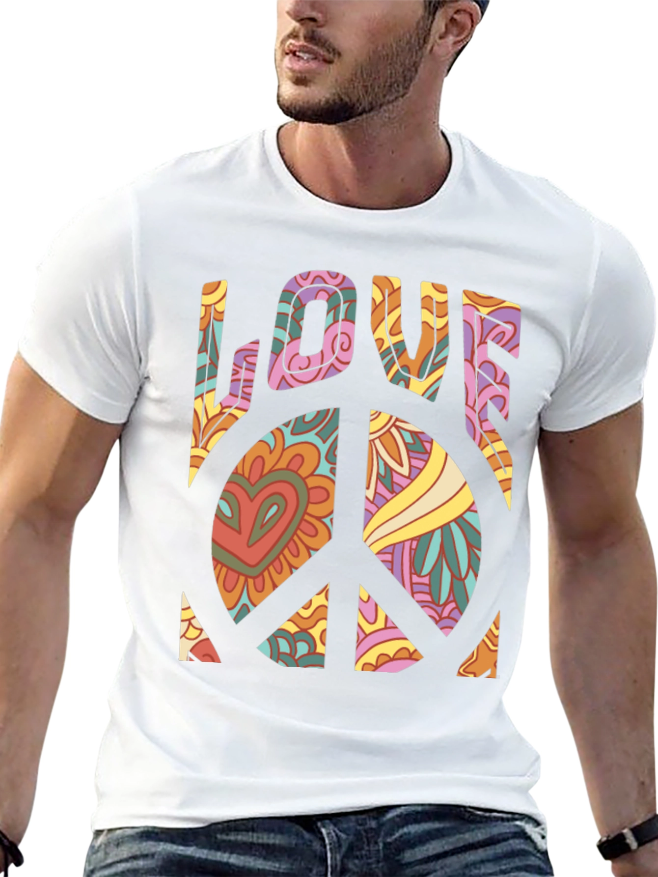 Retro Love Peace Sign Graphic Tee