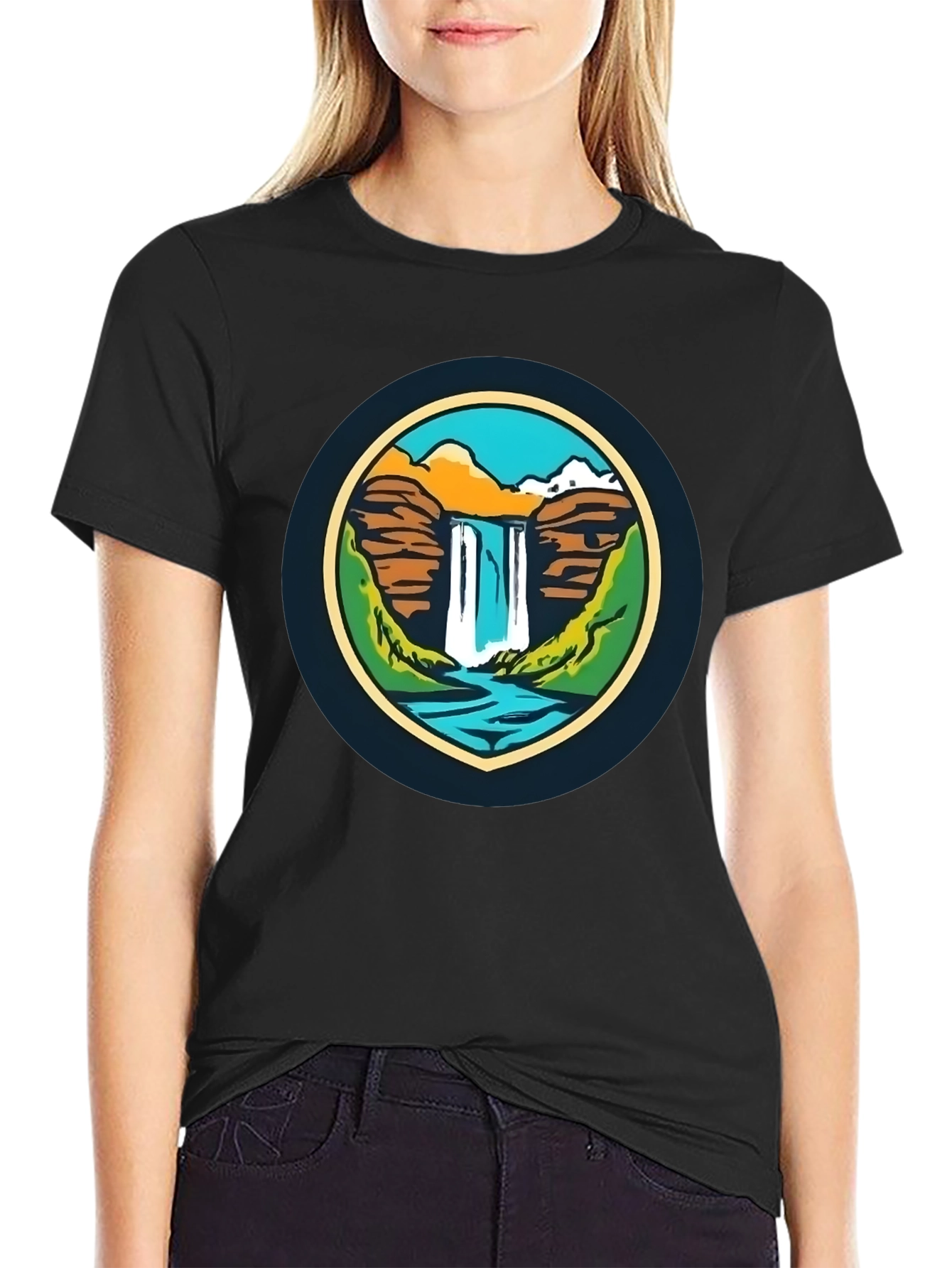 Nature Falls Graphic Tee - Soft Black T-Shirt
