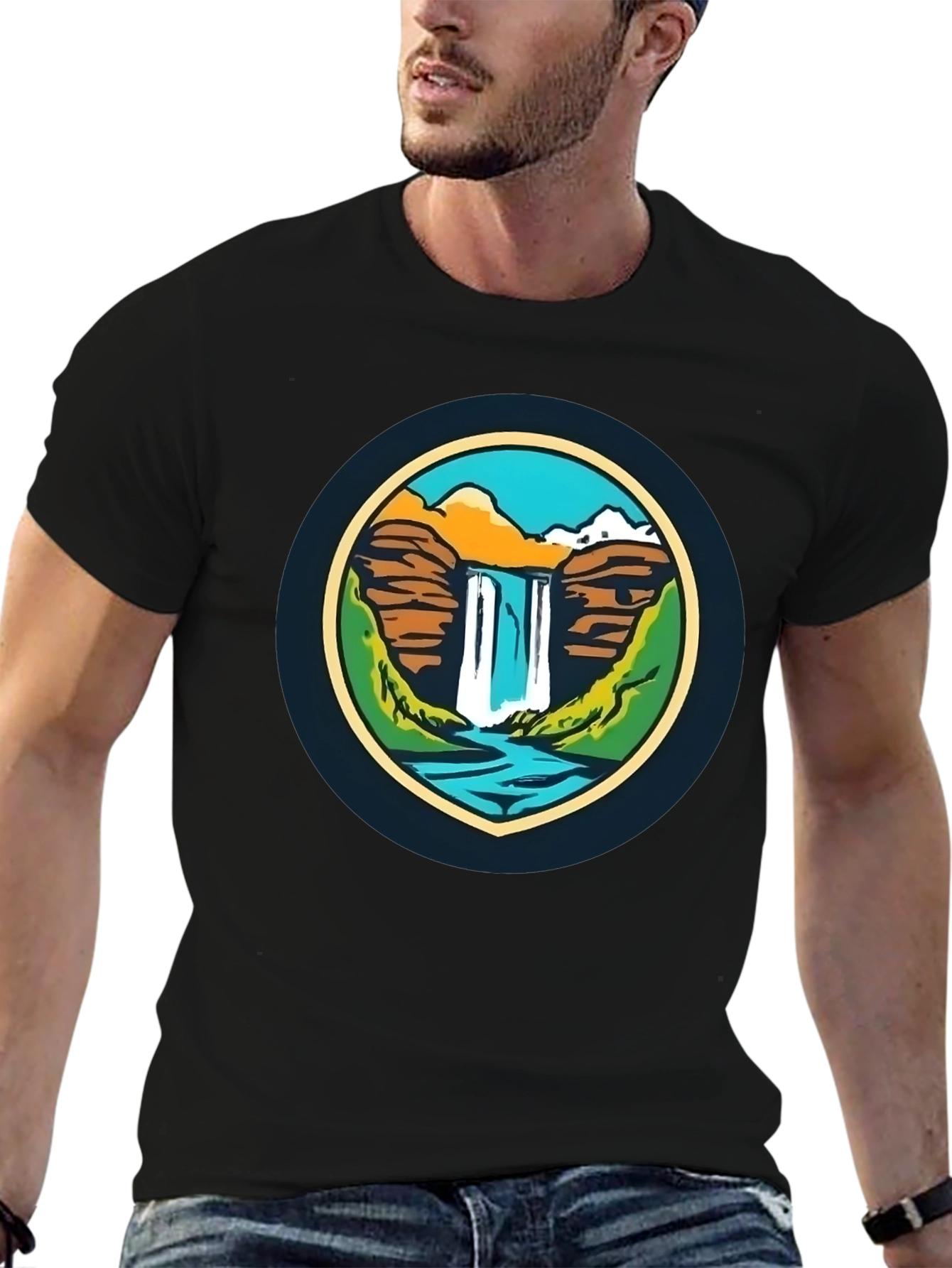 Nature Falls Graphic Tee - Soft Black T-Shirt
