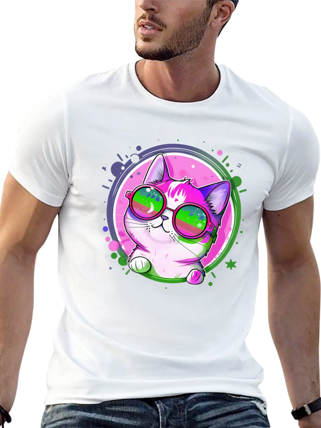 Cool Cat Graphic Tee - Mens Black T-Shirt
