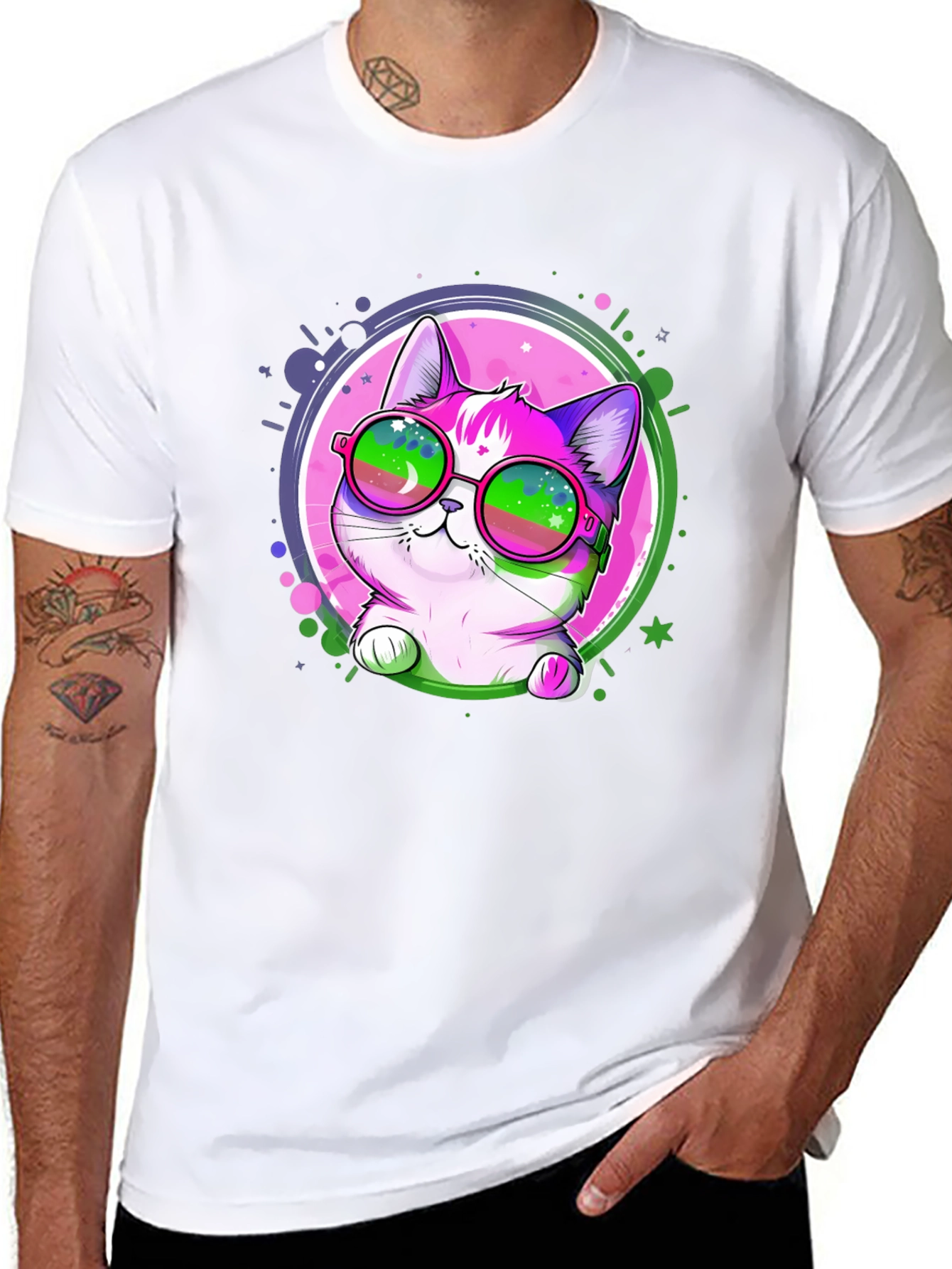 Cool Cat Graphic Tee - Mens Black T-Shirt